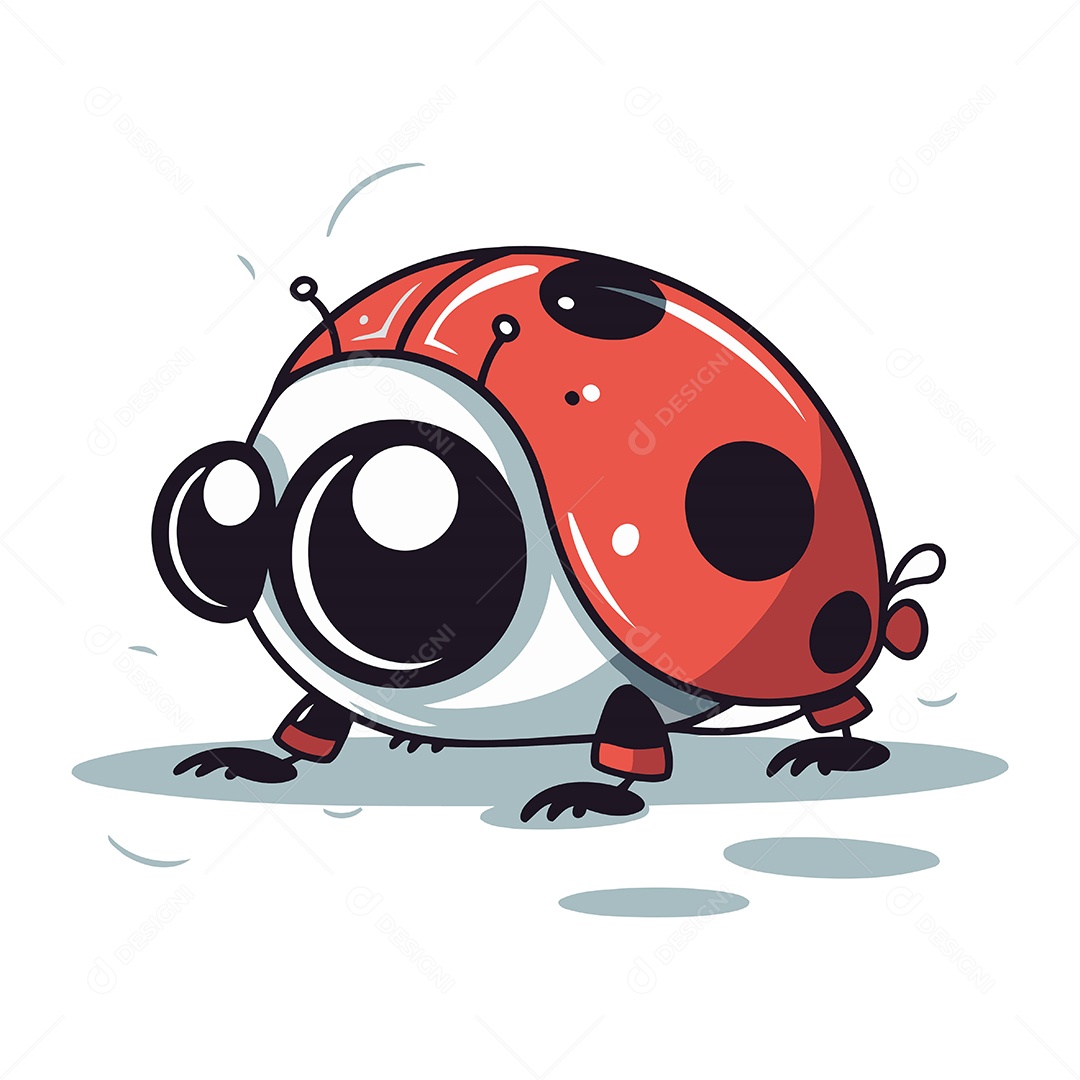 Joaninha de Desenho Animado Ilustração Vetor EPS