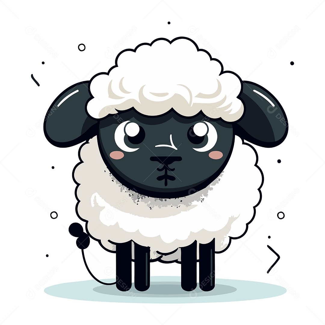 Ovelha Fofa de Desenho Animado Ilustração Vetor EPS