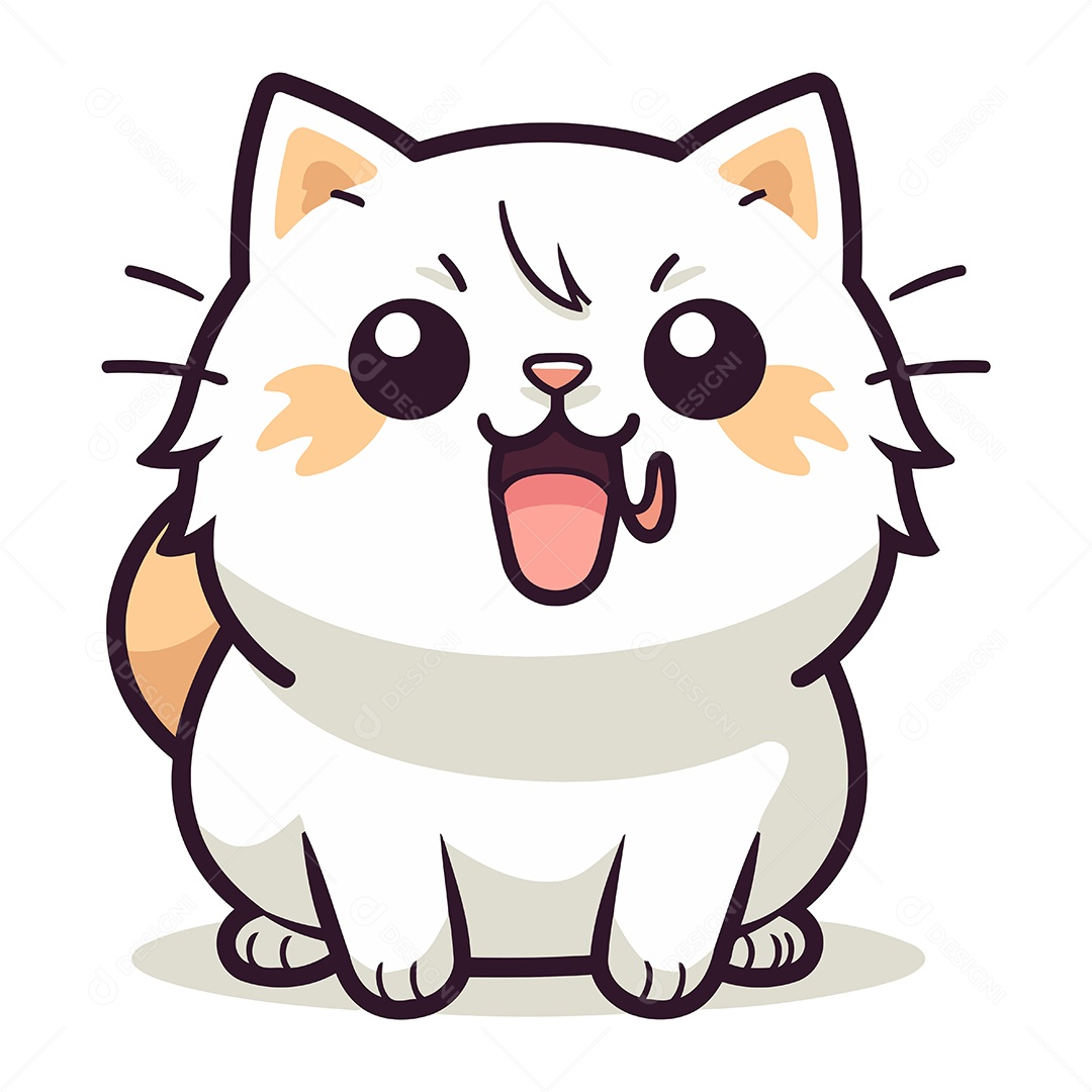 Gato Fofo de Desenho Animado Ilustração Vetor EPS