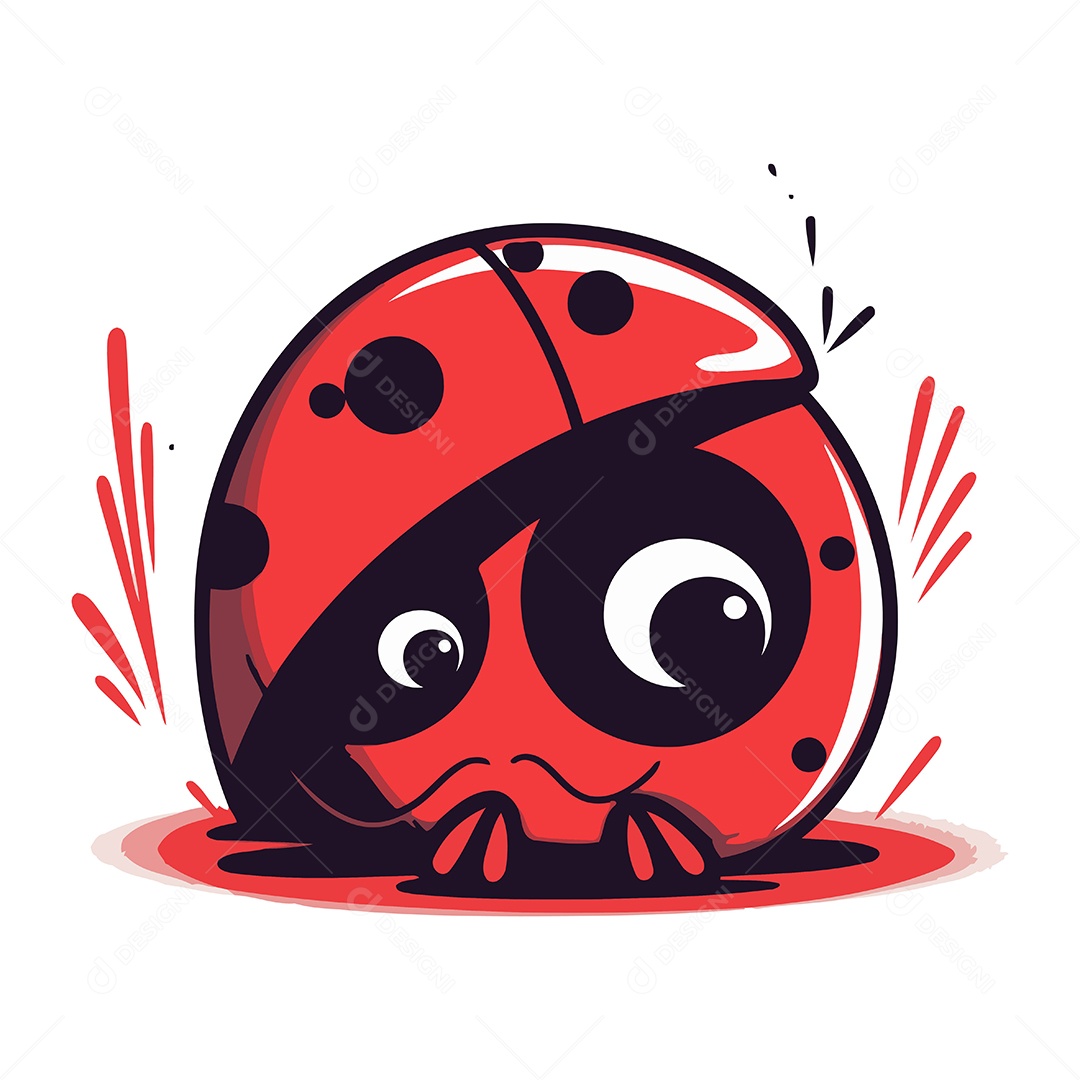 Joaninha Fofa de Desenho Animado Ilustração Vetor EPS