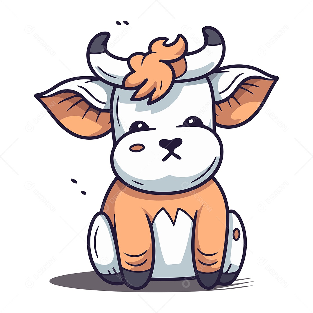 Vaca Fofa de Desenho Animado Ilustração Vetor EPS