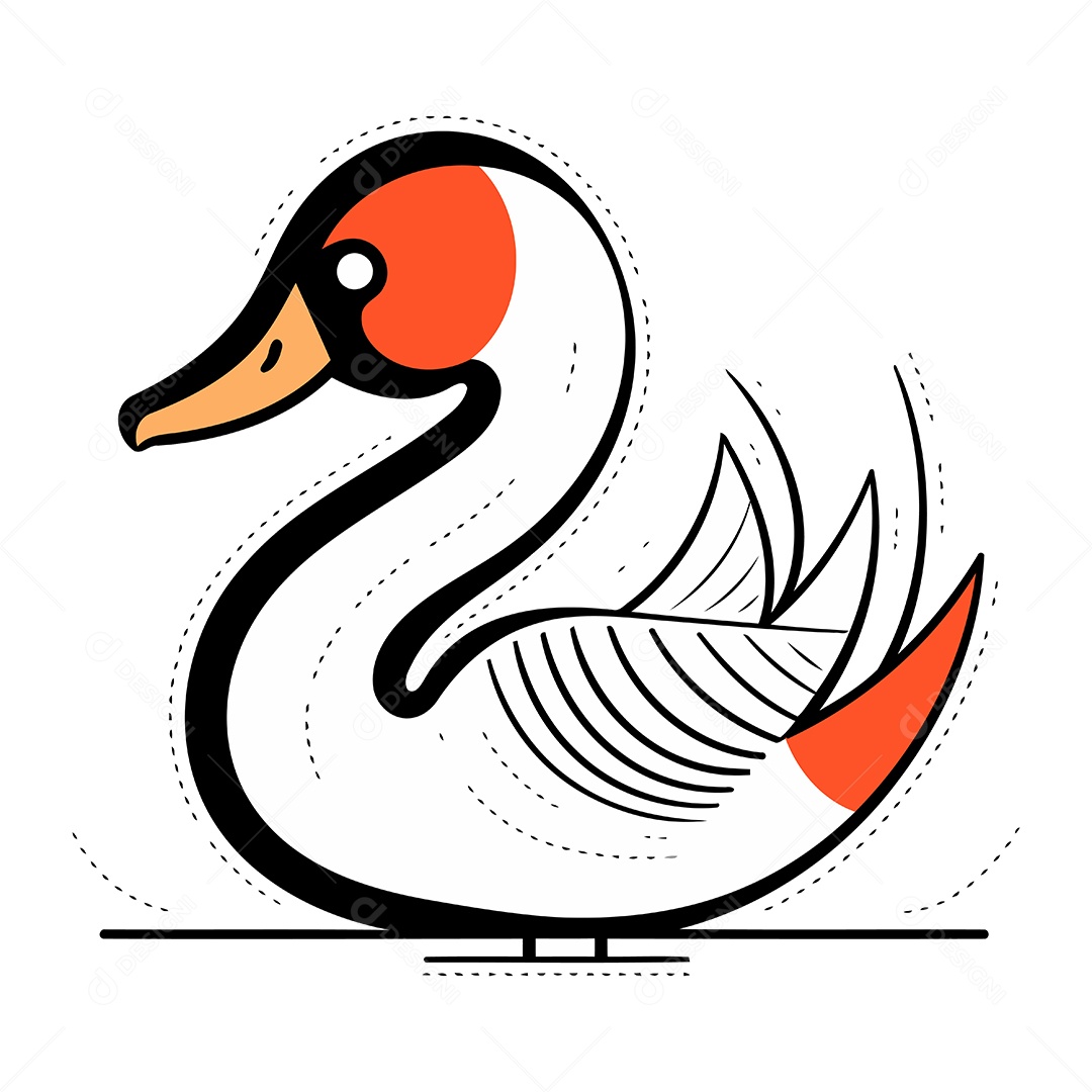 Cisne de Desenho Animado Ilustração Vetor EPS