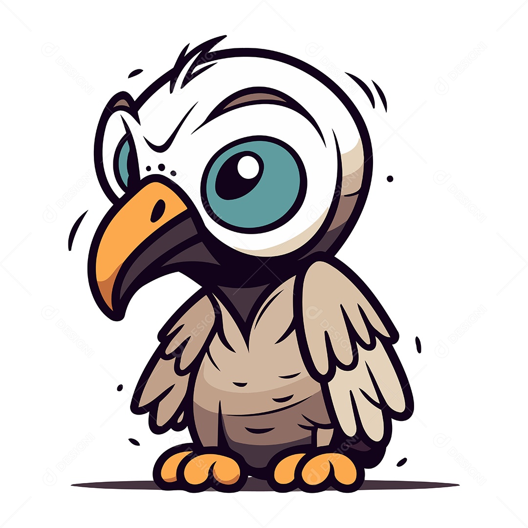 Abutre Fofo de Desenho Animado Ilustração Vetor EPS