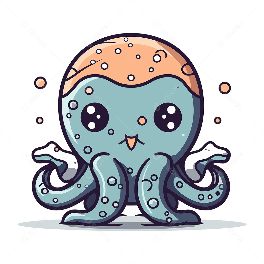 Polvo Fofo de Desenho Animado Ilustração Vetor EPS