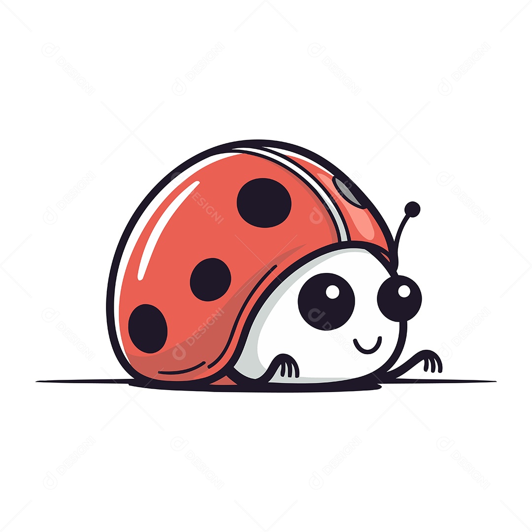 Joaninha Fofa de Desenho Animado Ilustração Vetor EPS