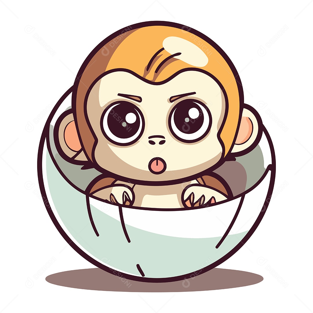 Macaco de Desenho Animado Ilustração Vetor EPS