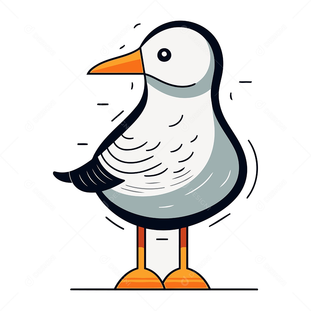 Gaivota Fofa de Desenho Animado Ilustração Vetor EPS