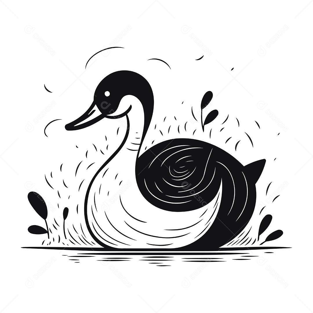 Cisne de Desenho Animado Ilustração Vetor EPS