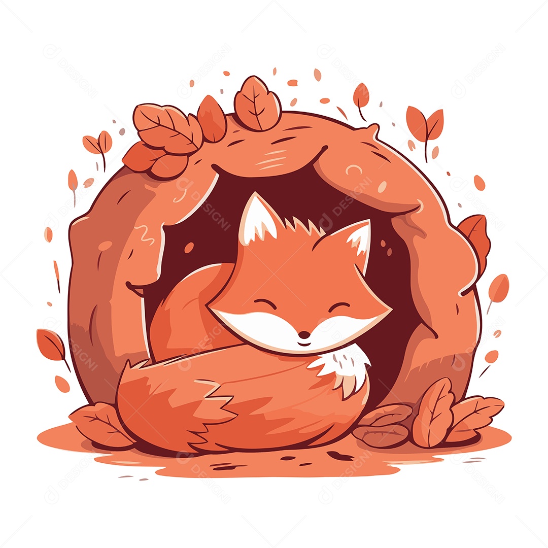 Raposa Fofa em um Buraco Ilustração Vetor EPS