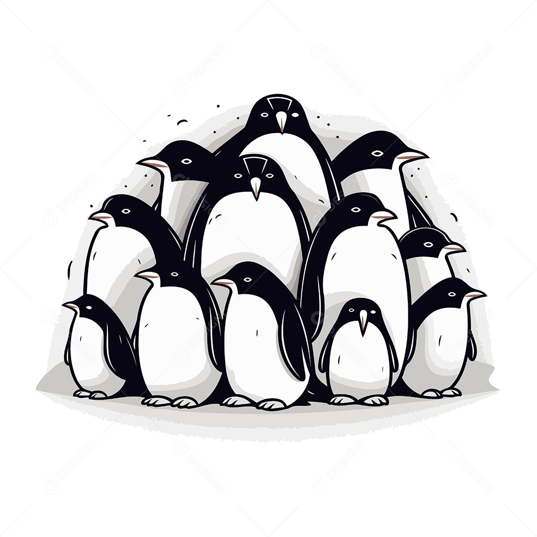 Pinguins de Desenho Animado Ilustração Vetor EPS
