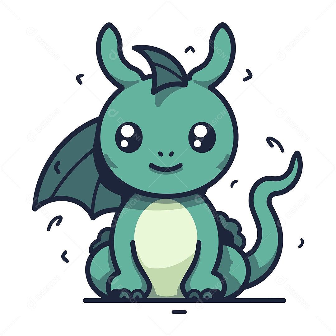 Dragão de Desenho Animado Ilustração Vetor EPS