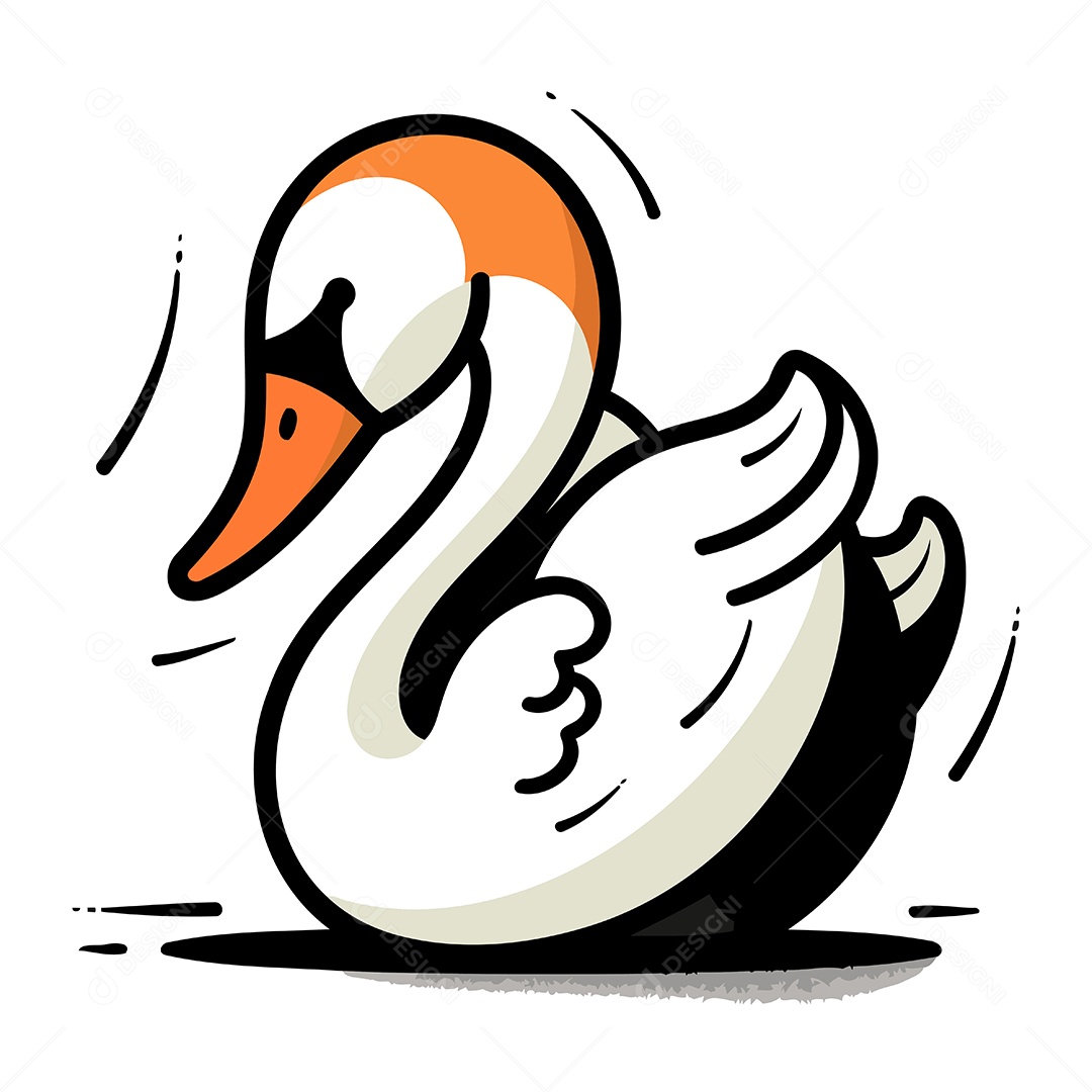 Cisne de Desenho Animado Ilustração Vetor EPS
