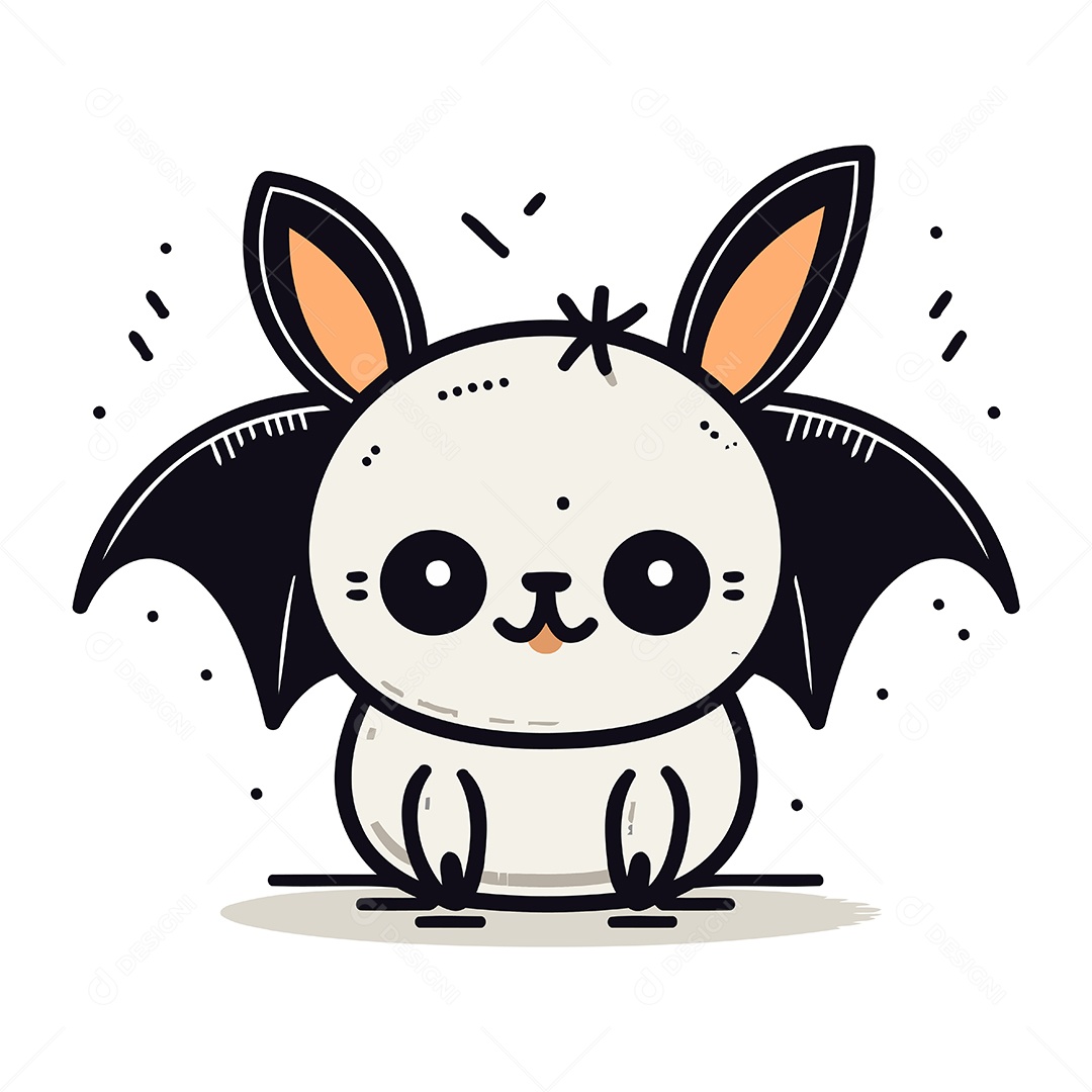 Morcego Fofo de Desenho Animado Ilustração Vetor EPS
