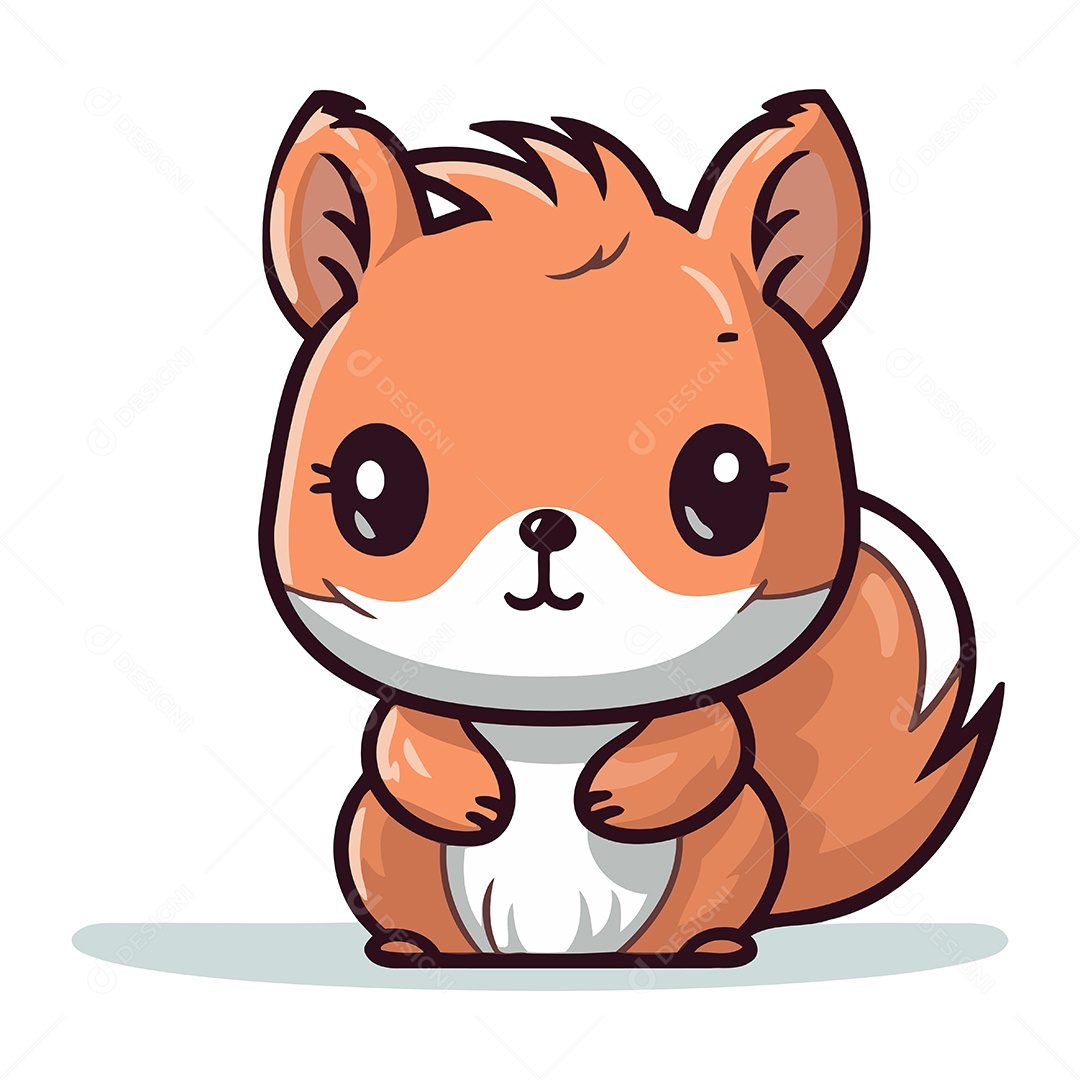 Esquilo Fofo de Desenho Animado Ilustração Vetor EPS