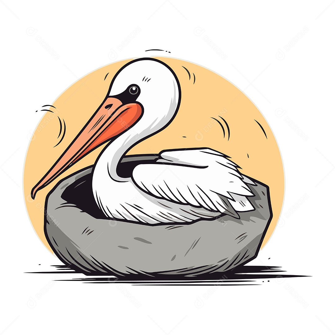 Pelicano em um Ninho Ilustração Vetor EPS