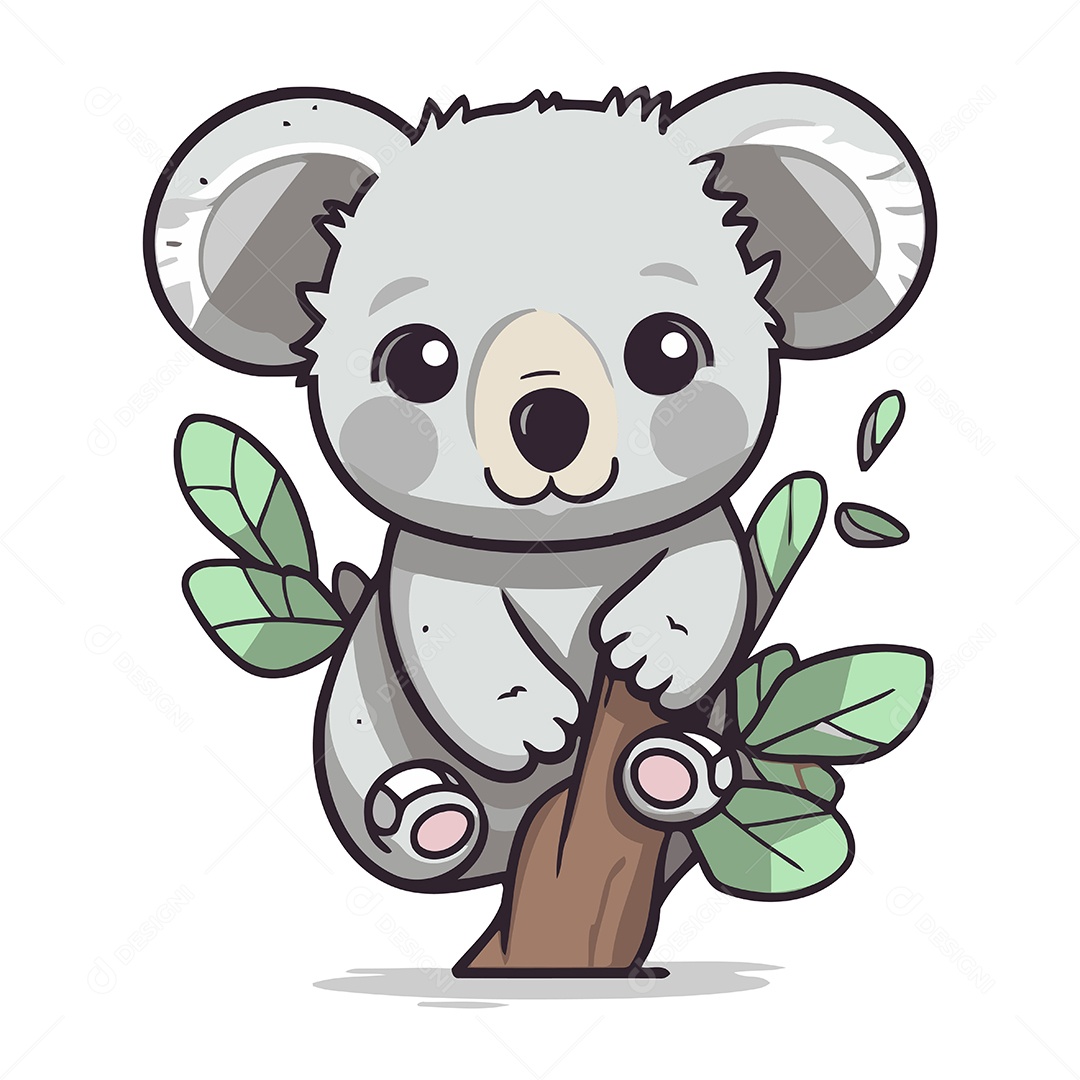 Coala Fofo em uma Árvore Ilustração Vetor EPS