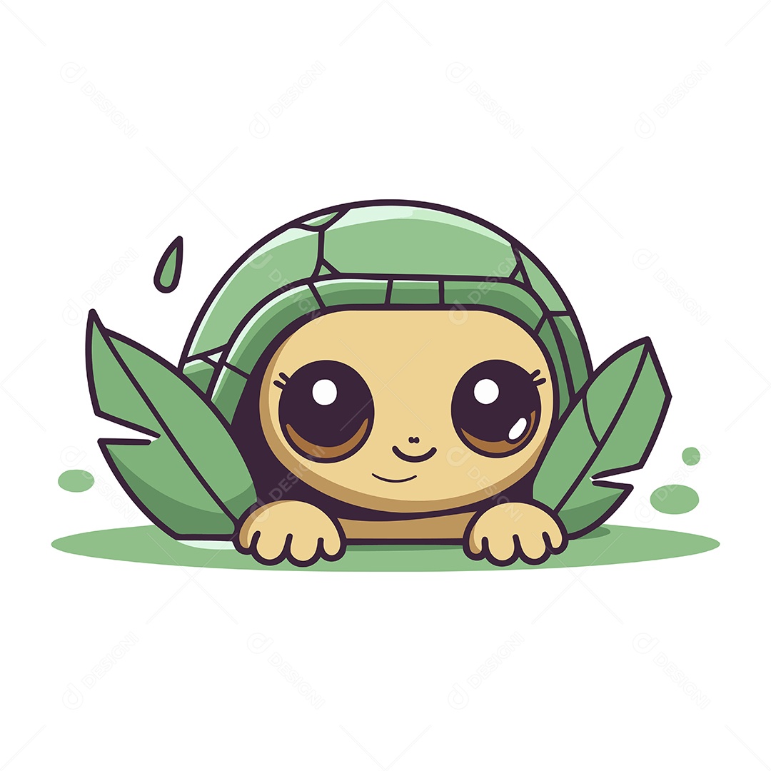 Tartaruga Fofa de Desenho Animado Ilustração Vetor EPS