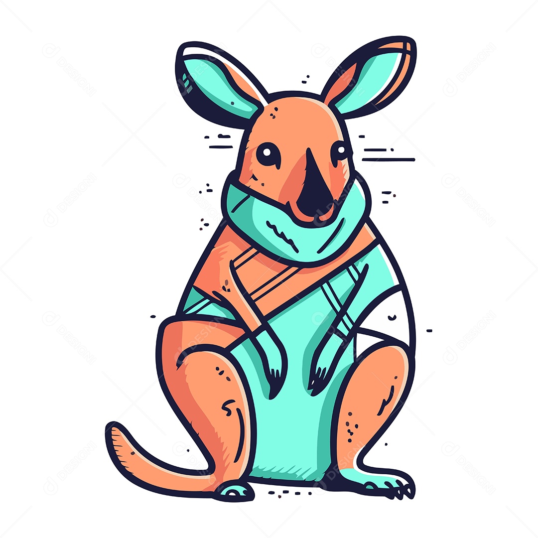 Canguru Fofo de Desenho Animado Ilustração Vetor EPS