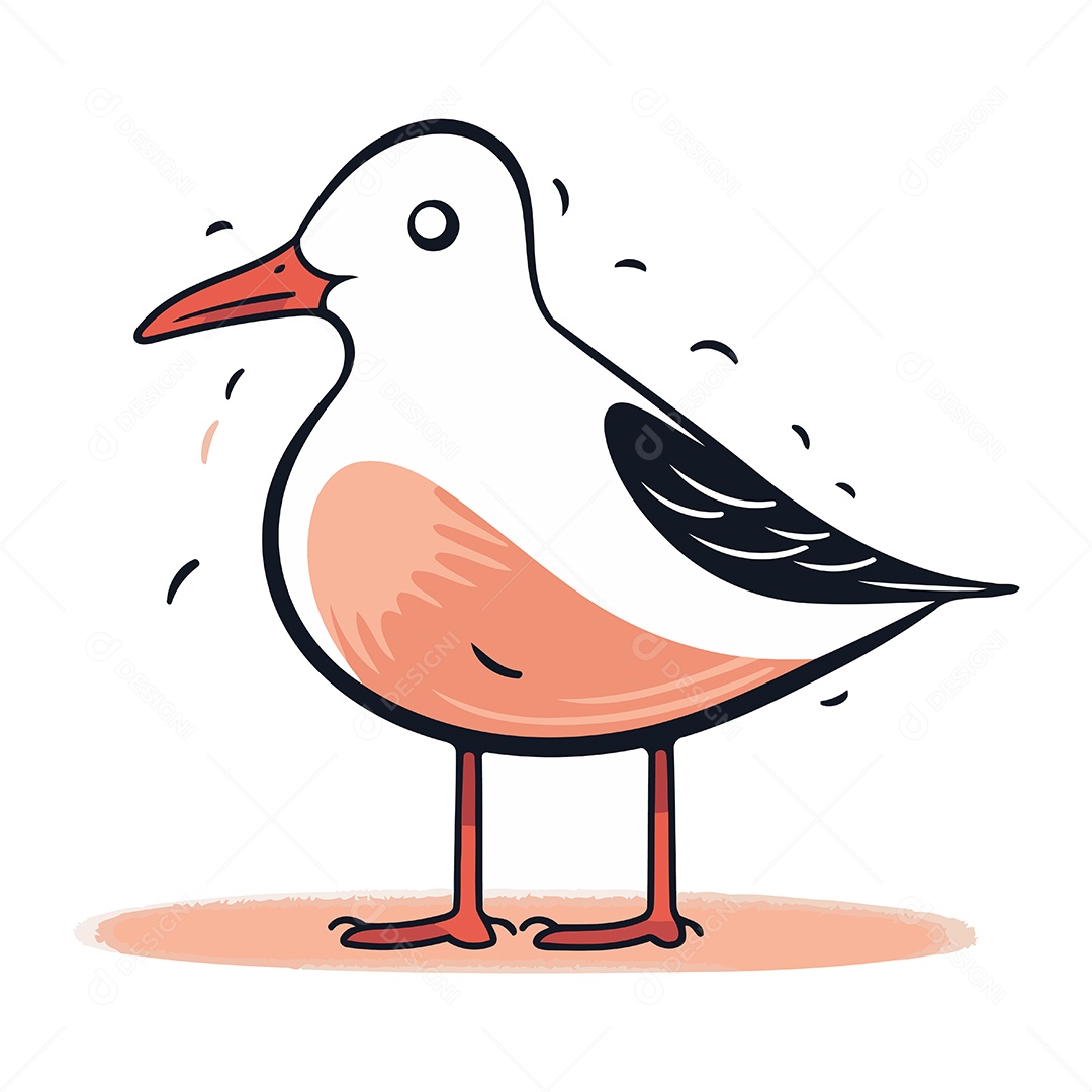 Gaivota Fofa de Desenho Animado Ilustração Vetor EPS