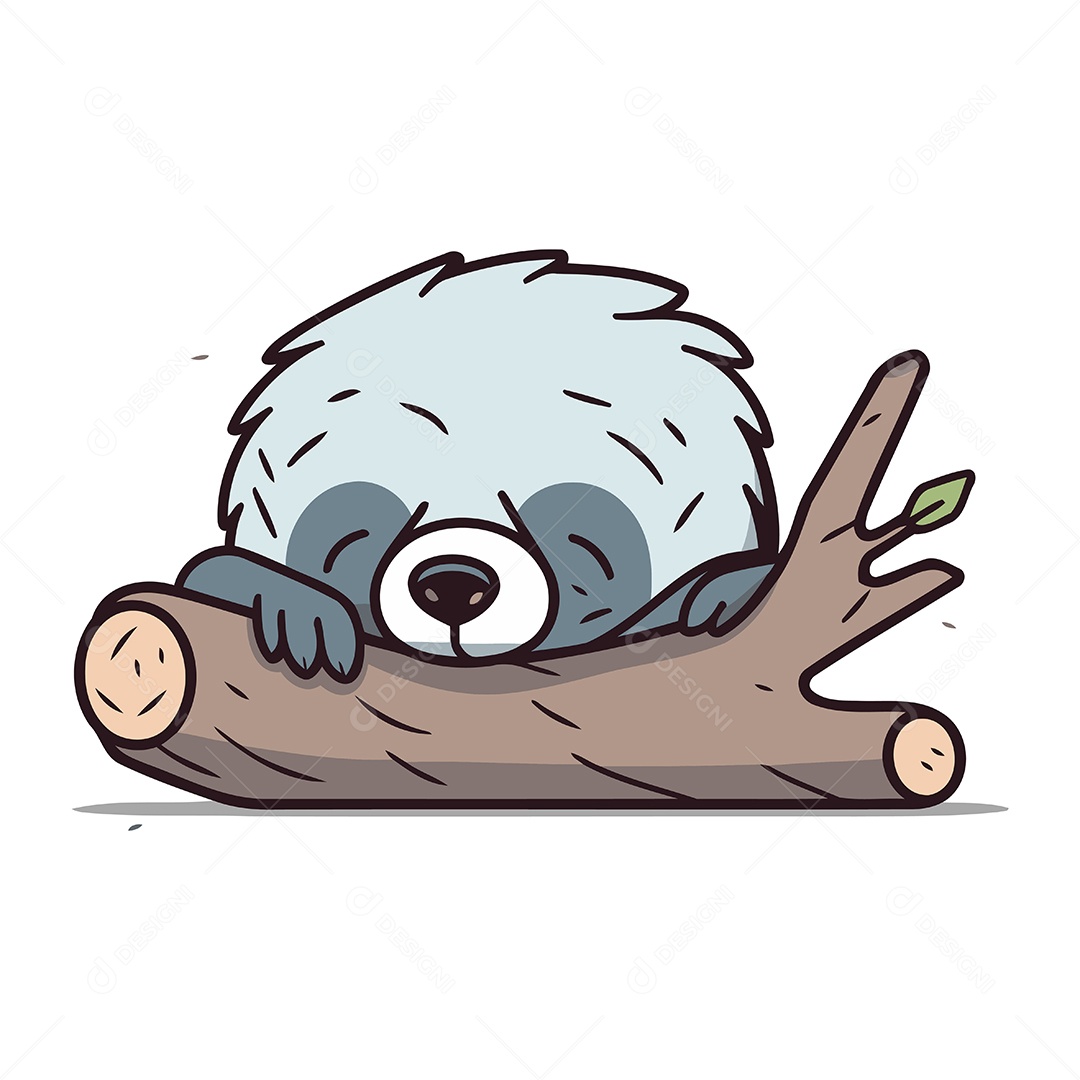 Preguiça Fofa Dormindo em um Galho Ilustração Vetor EPS