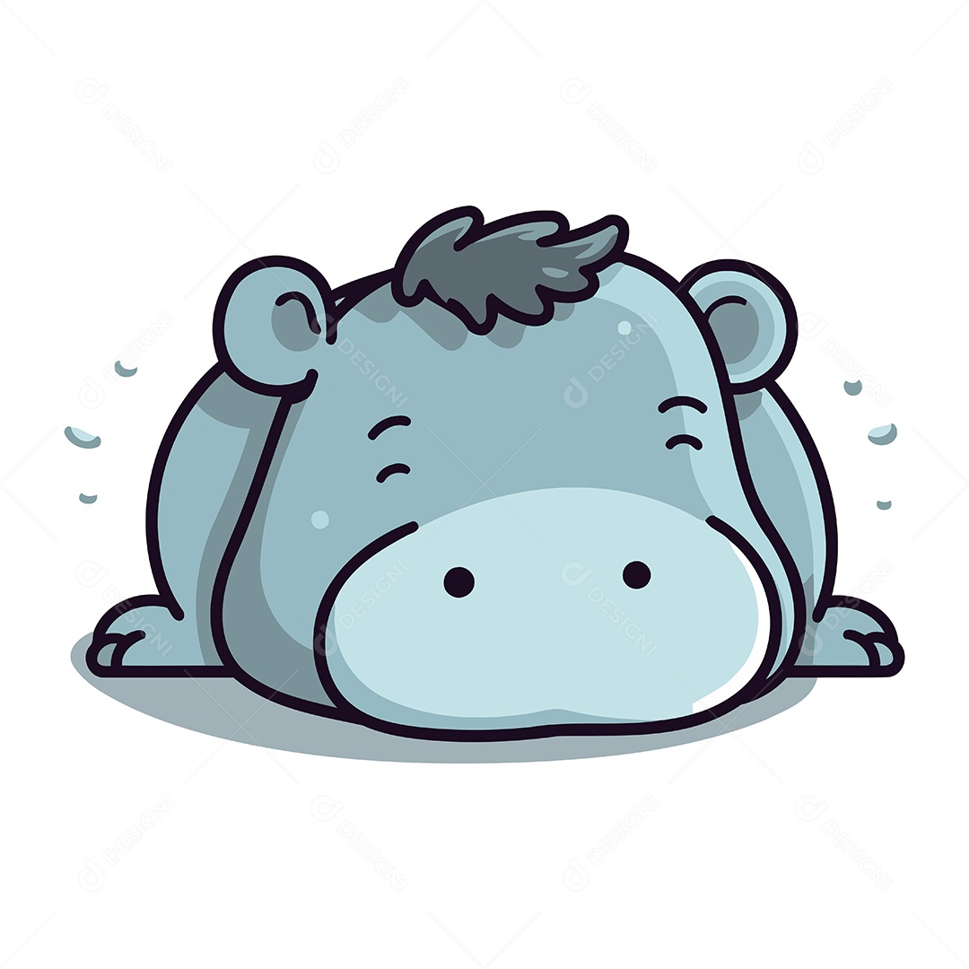 Hipopótamo de Desenho Animado Ilustração Vetor EPS