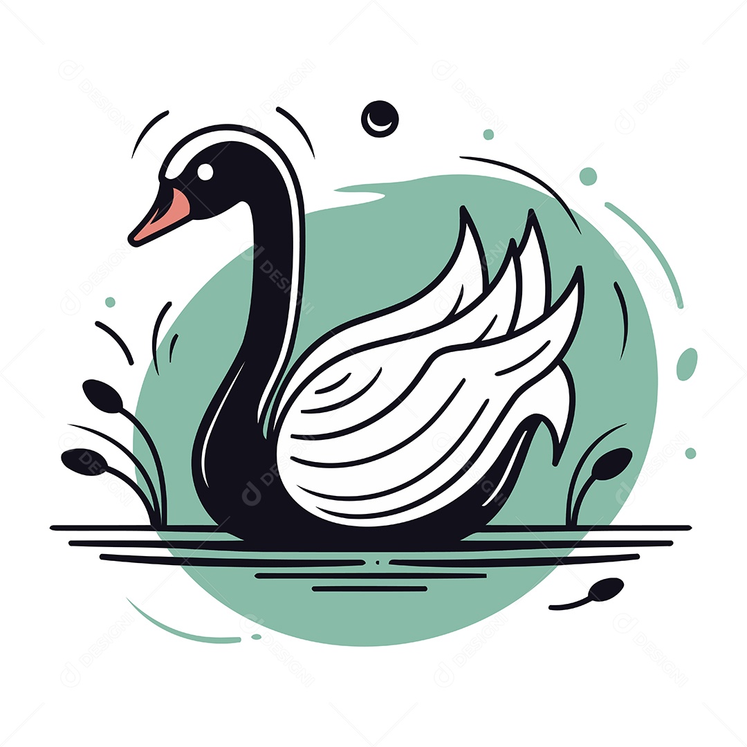 Cisne de Desenho Animado Ilustração Vetor EPS