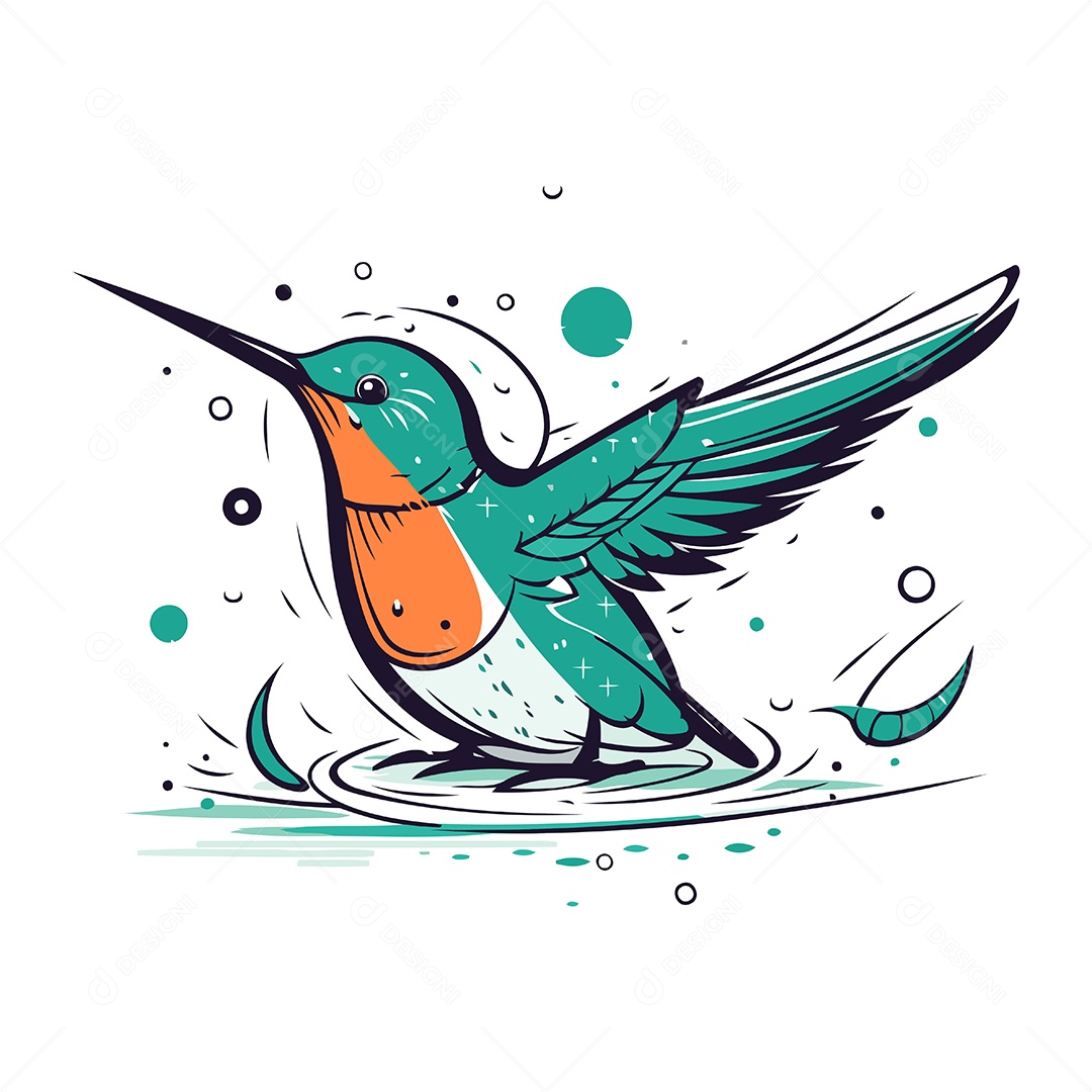 Beija Flor de Desenho Animado Ilustração Vetor EPS