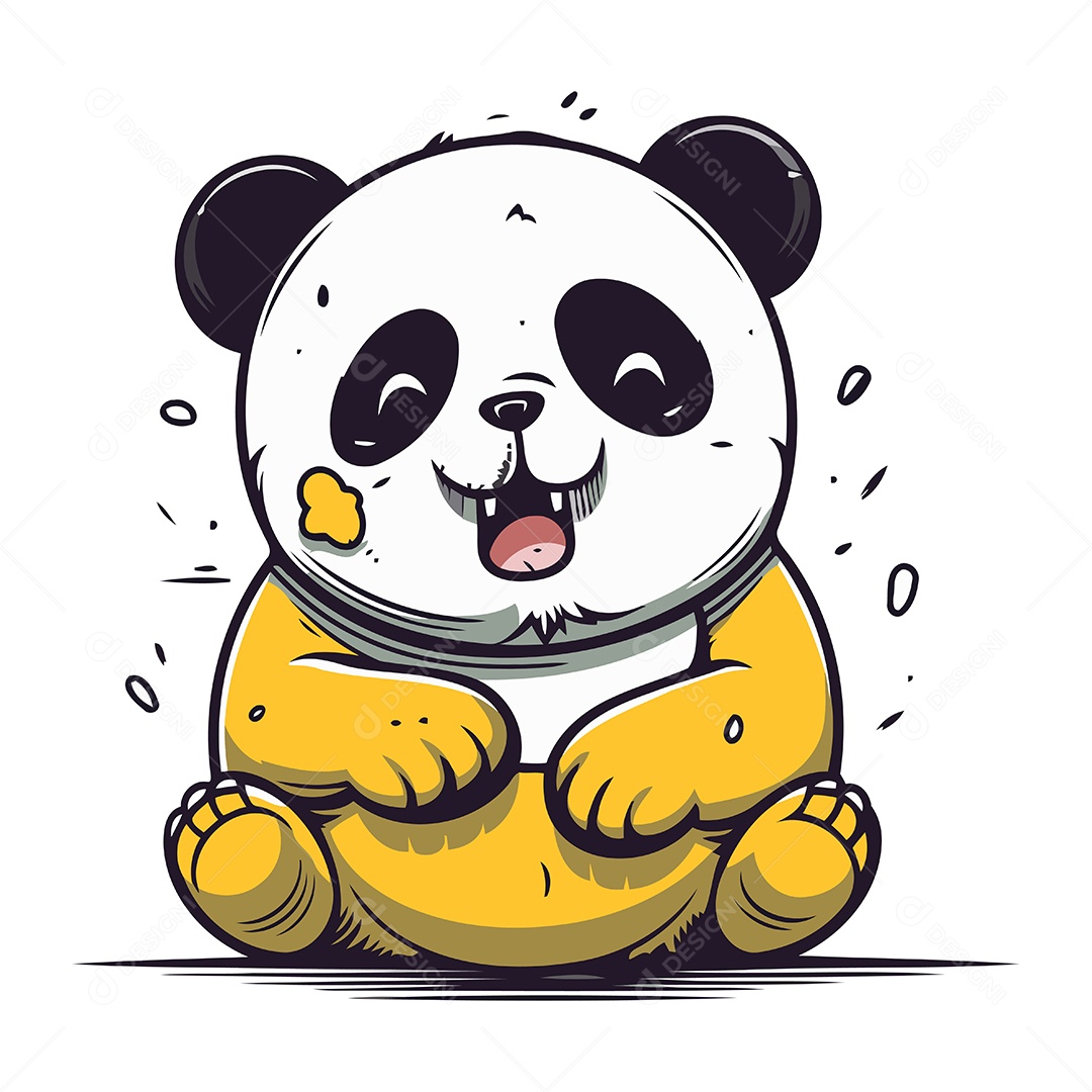Urso Panda de Desenho Animado Ilustração Vetor EPS
