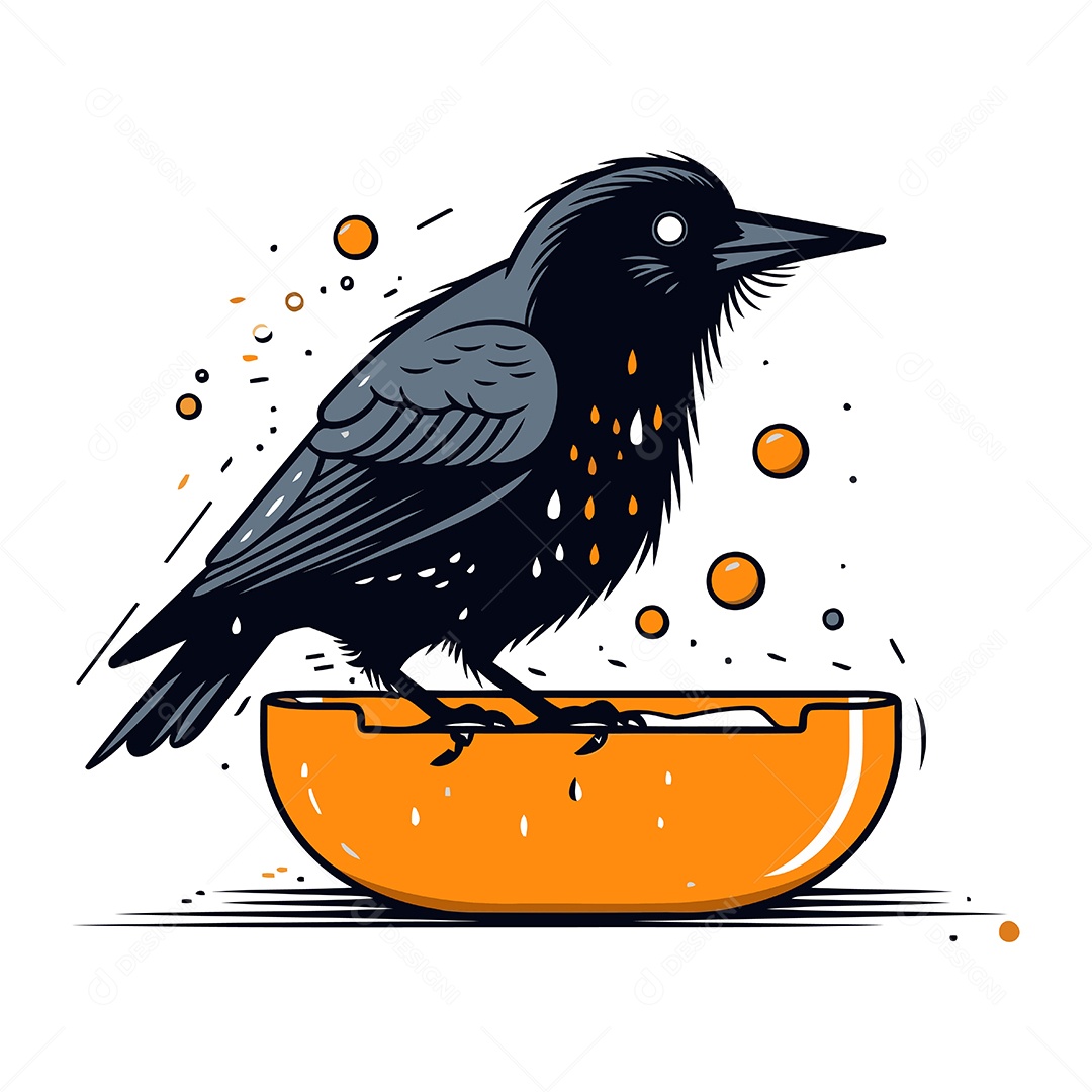 Corvo de Desenho Animado Ilustração Vetor EPS