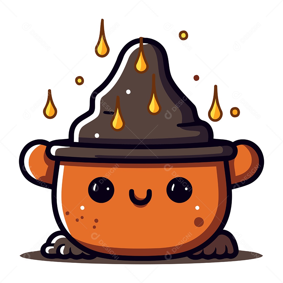 Caldeirão Fofo com Gota de Mel Ilustração Vetor EPS
