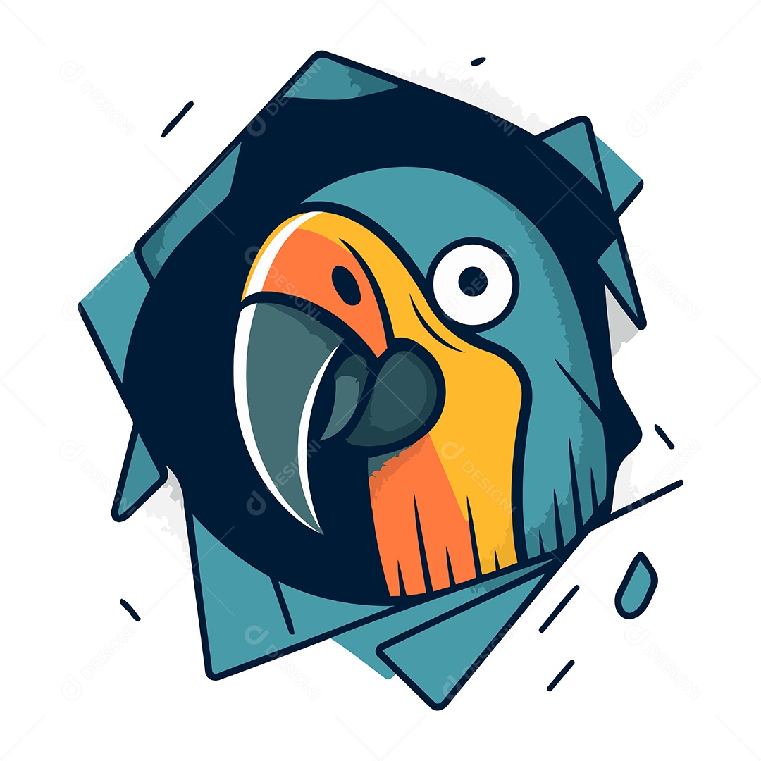 Cabeça de Papagaio Desenho Animado Ilustração Vetor EPS