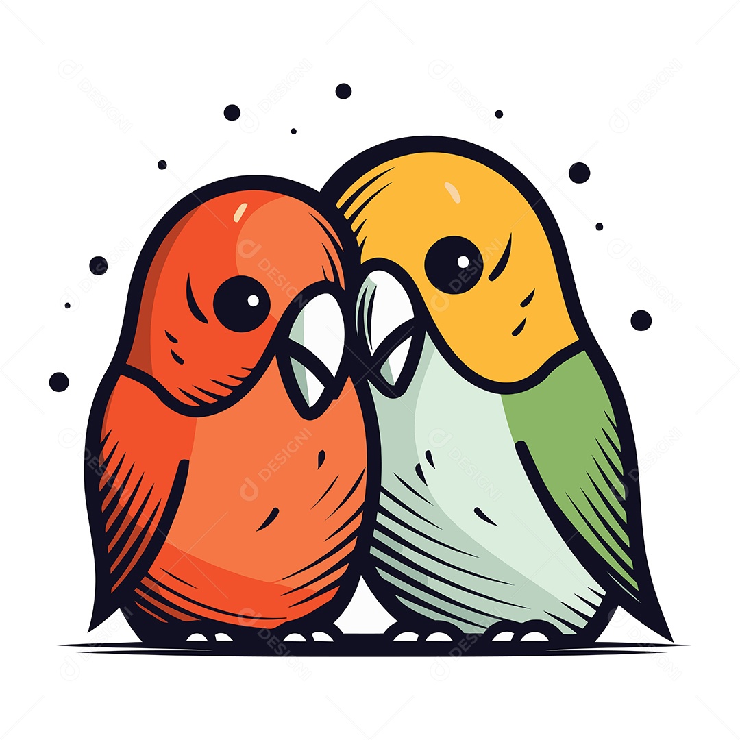 Casal de Papagaios Desenho Animado Ilustração Vetor EPS