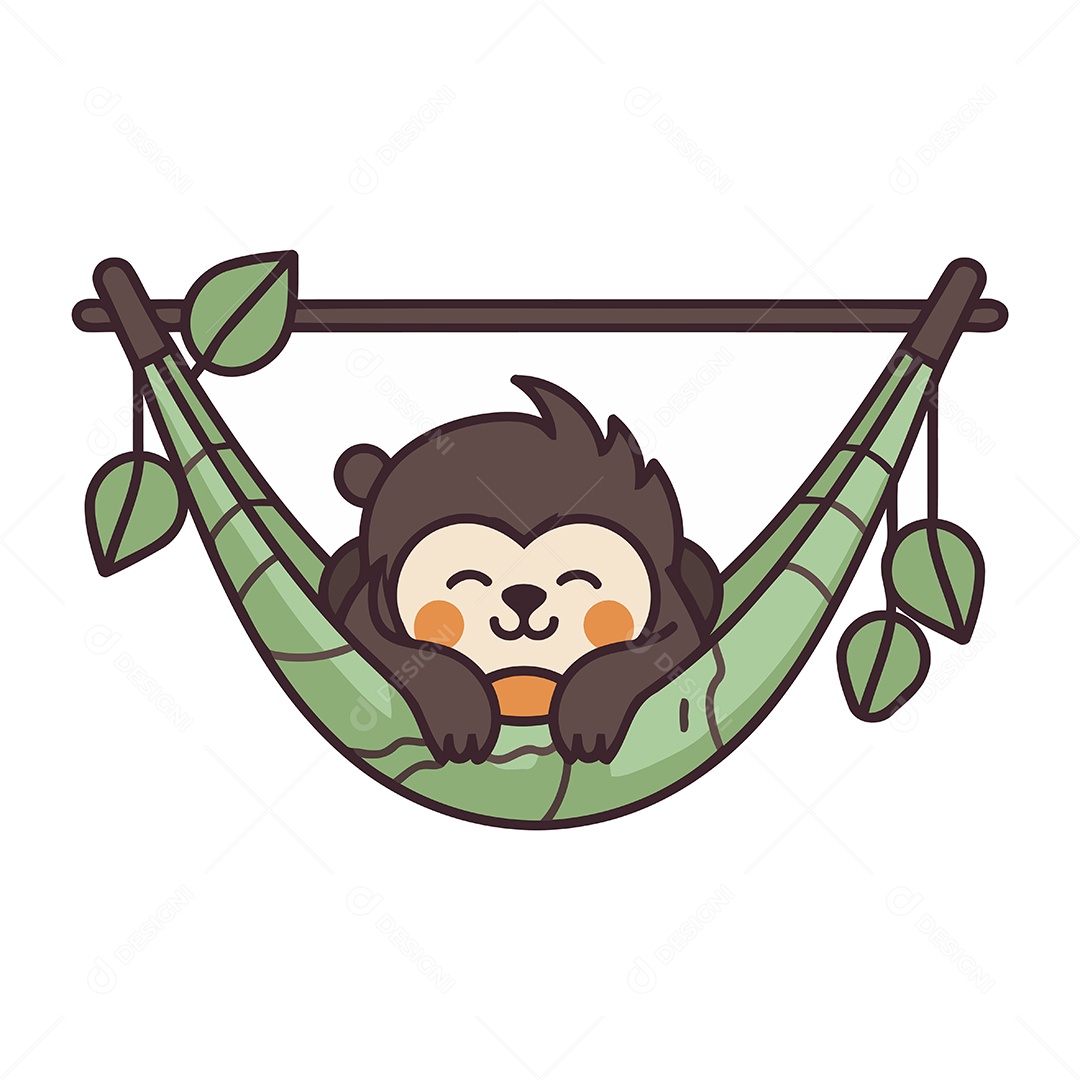 Macaco de Desenho Animado na Rede Ilustração Vetor EPS