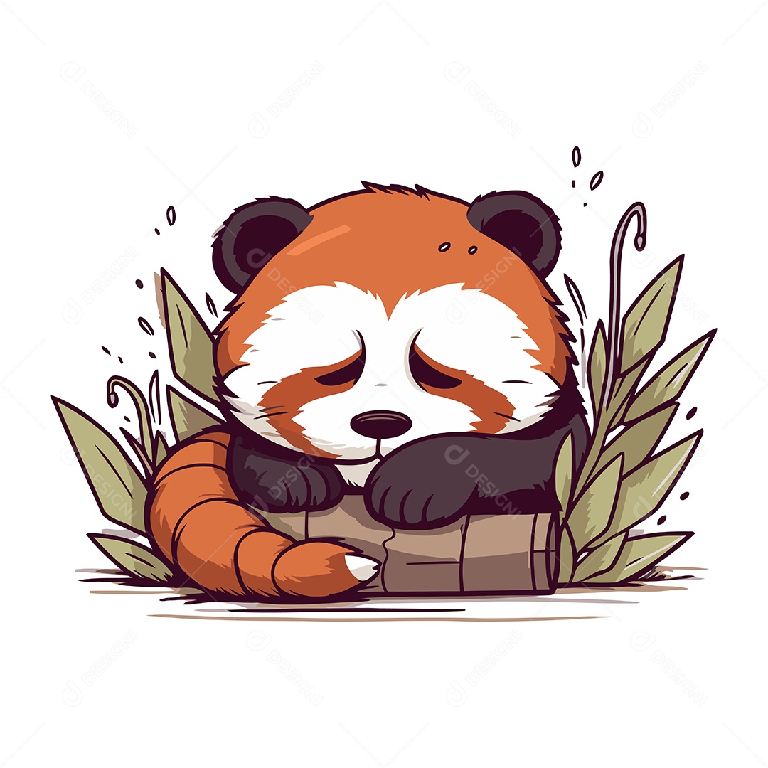 Panda Vermelho Fofo Dormindo Ilustração Vetor EPS