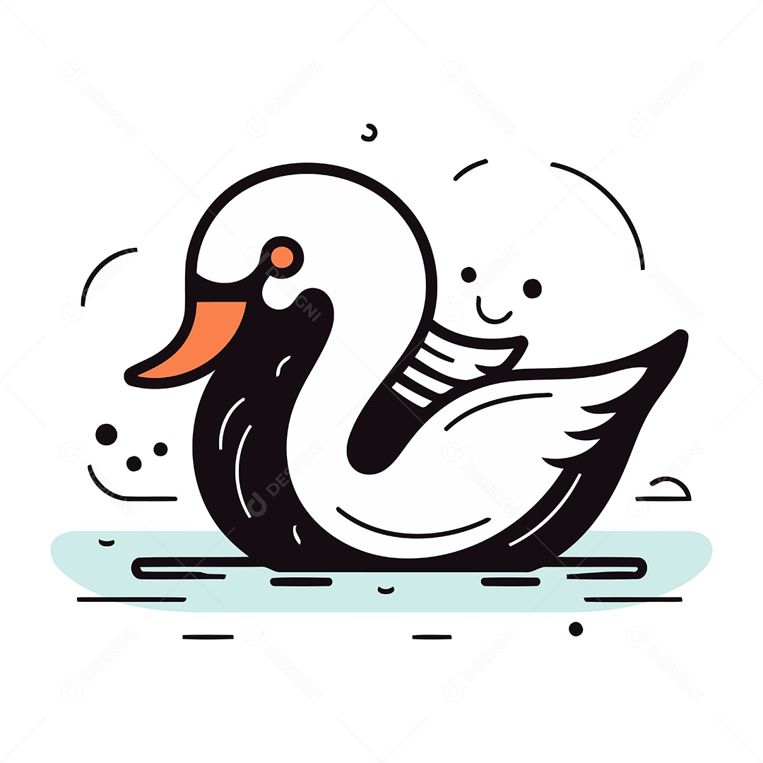 Cisne de Desenho Animado Ilustração Vetor EPS