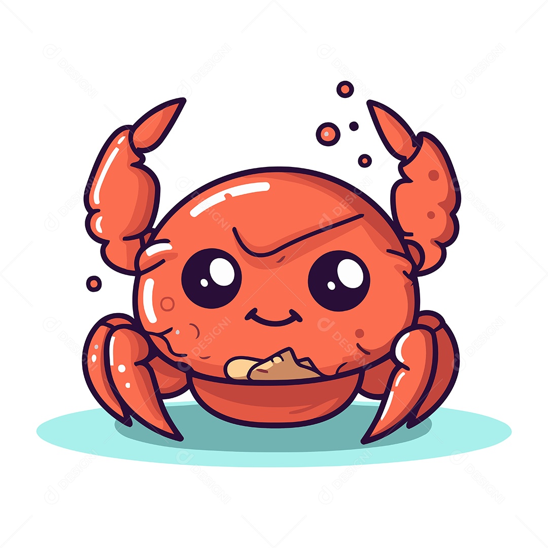 Caranguejo Fofo de Desenho Animado Ilustração Vetor EPS