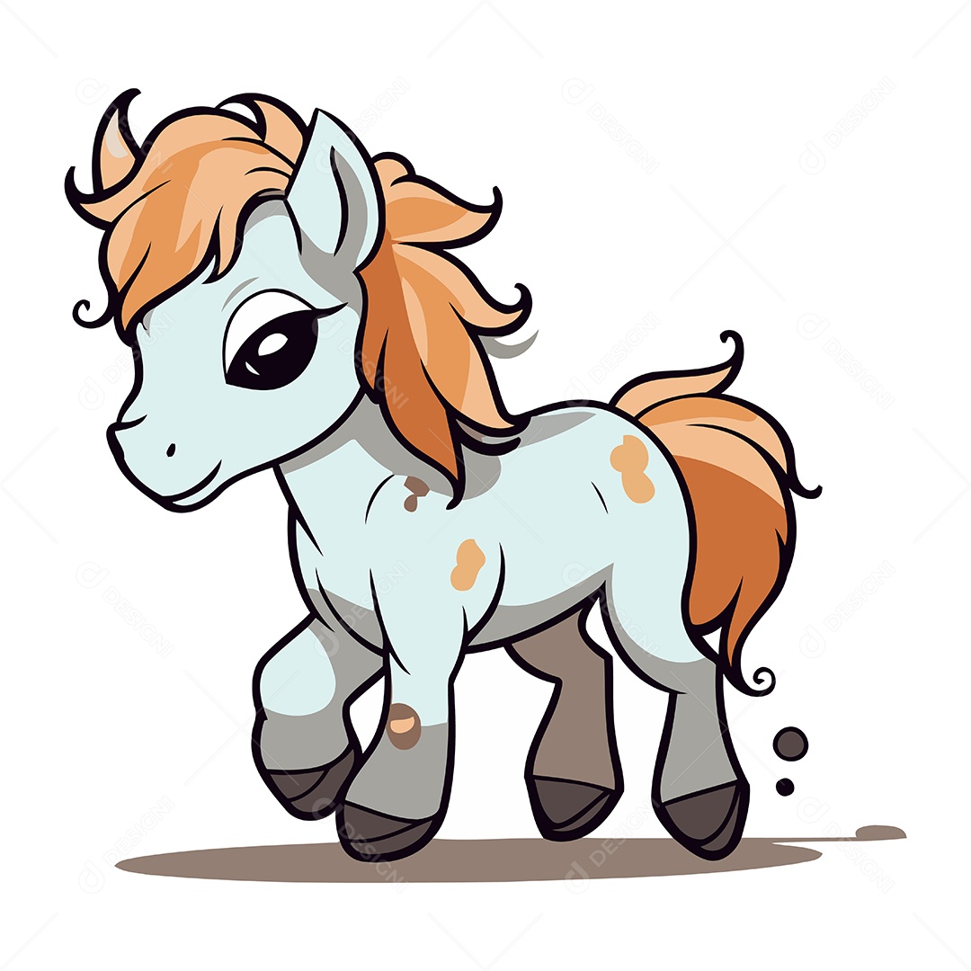 Pônei Fofo de Desenho Animado Ilustração Vetor EPS