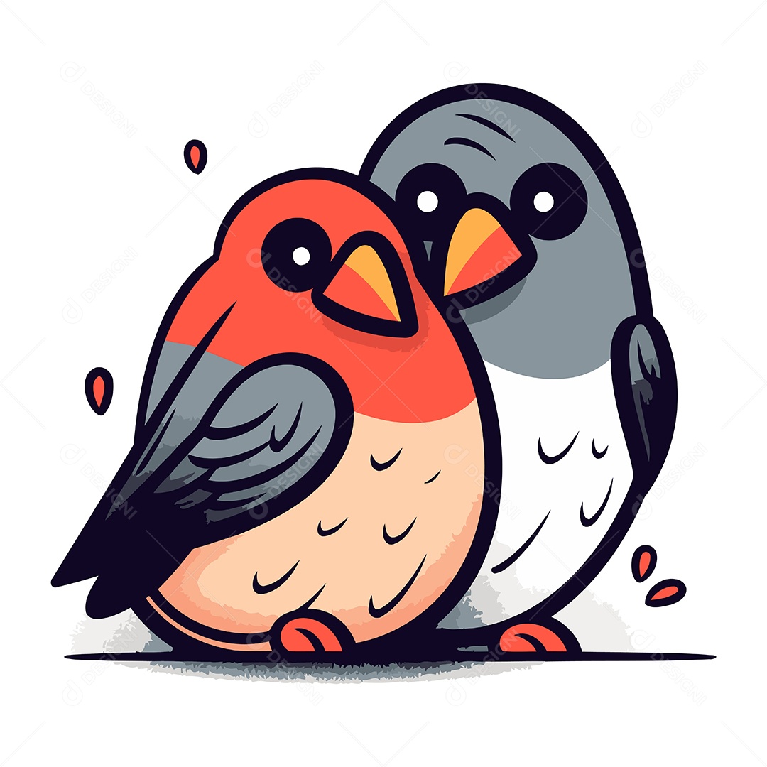 Pássaros de Desenho Animado Ilustração Vetor EPS