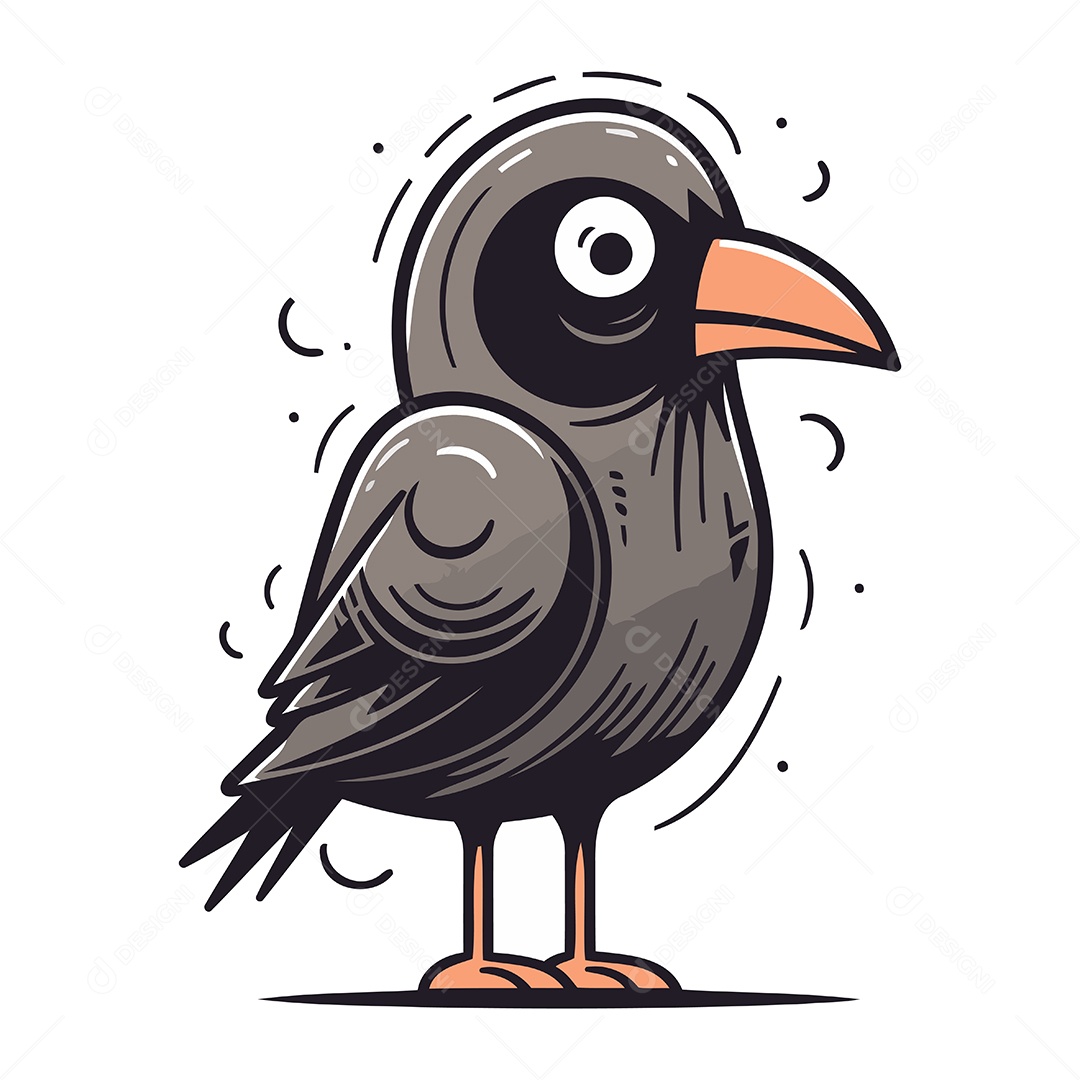 Corvo de Desenho Animado Ilustração Vetor EPS