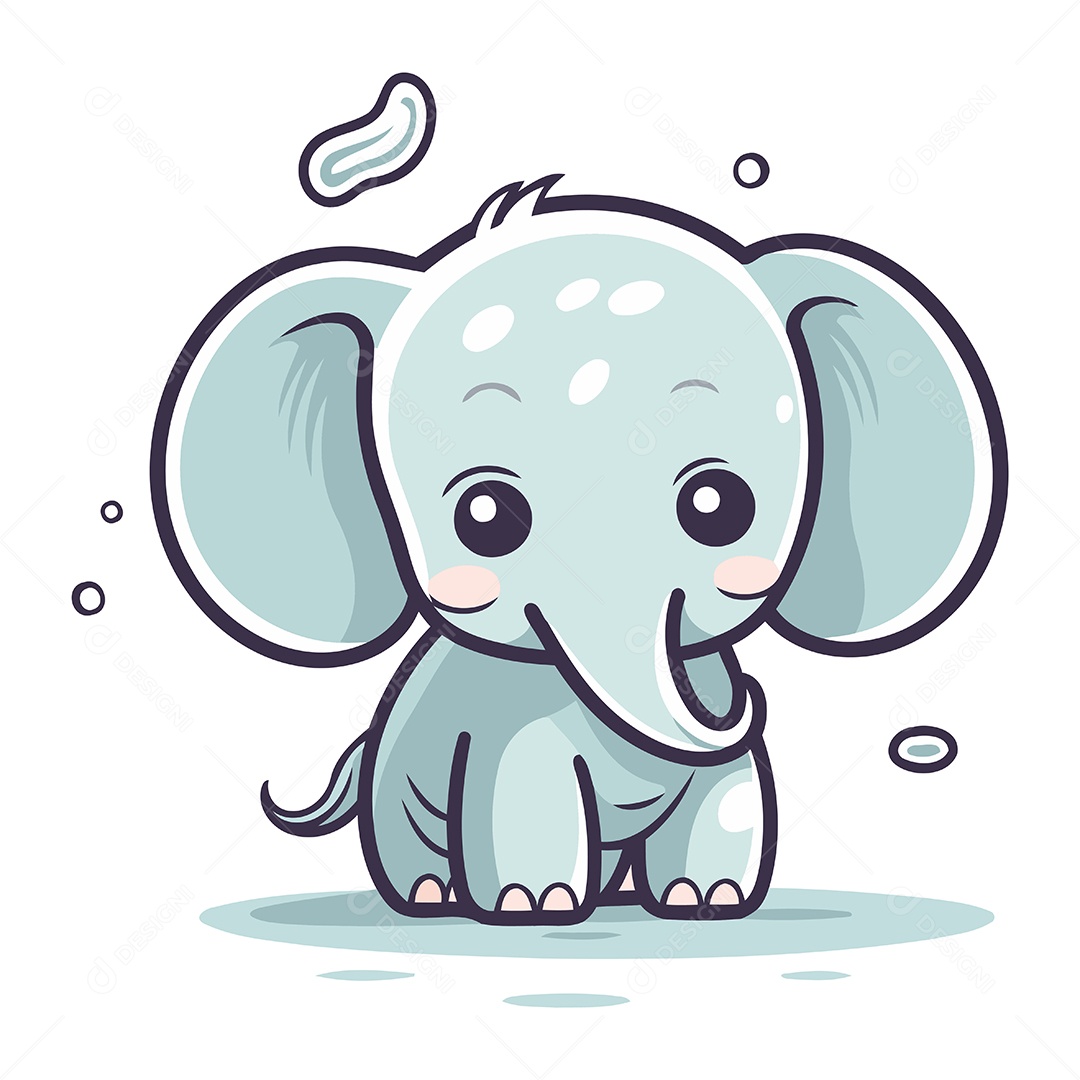 Elefante Fofo de Desenho Animado Ilustração Vetor EPS