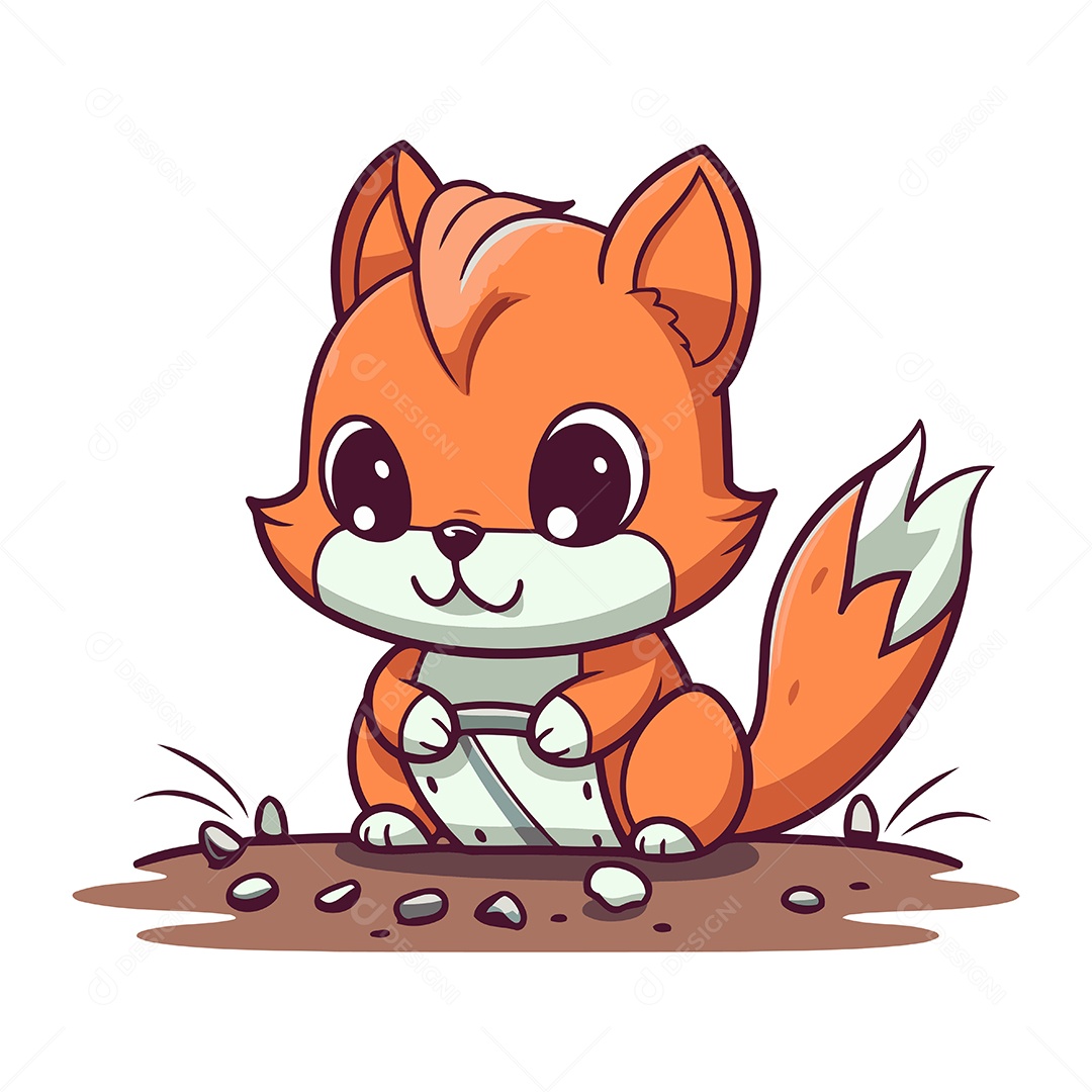 Esquilo Fofo de Desenho Animado Ilustração Vetor EPS