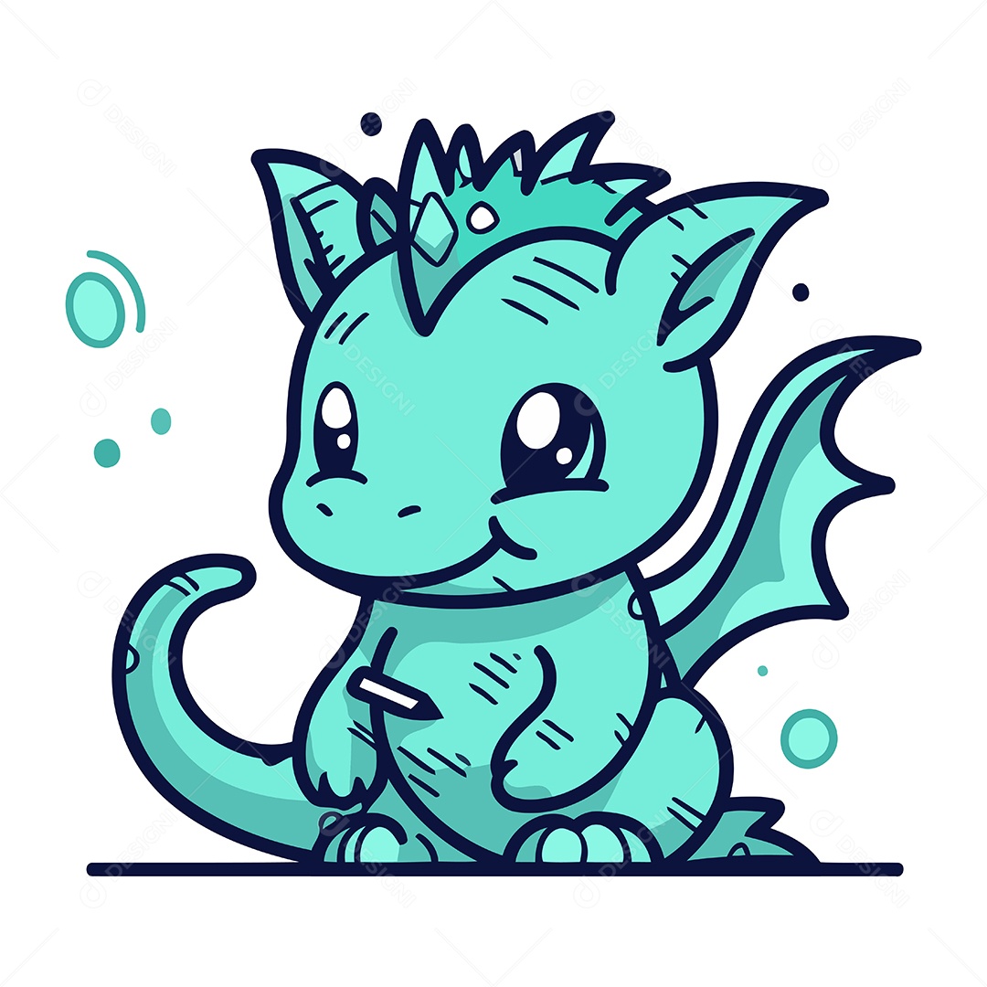 Dragão Fofo de Desenho Animado Ilustração Vetor EPS