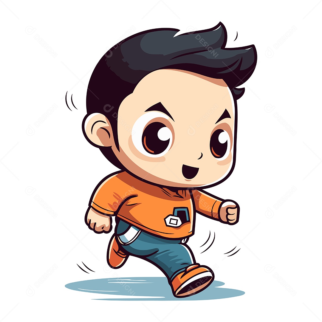 Menino Fofo de Desenho Animado Ilustração Vetor EPS