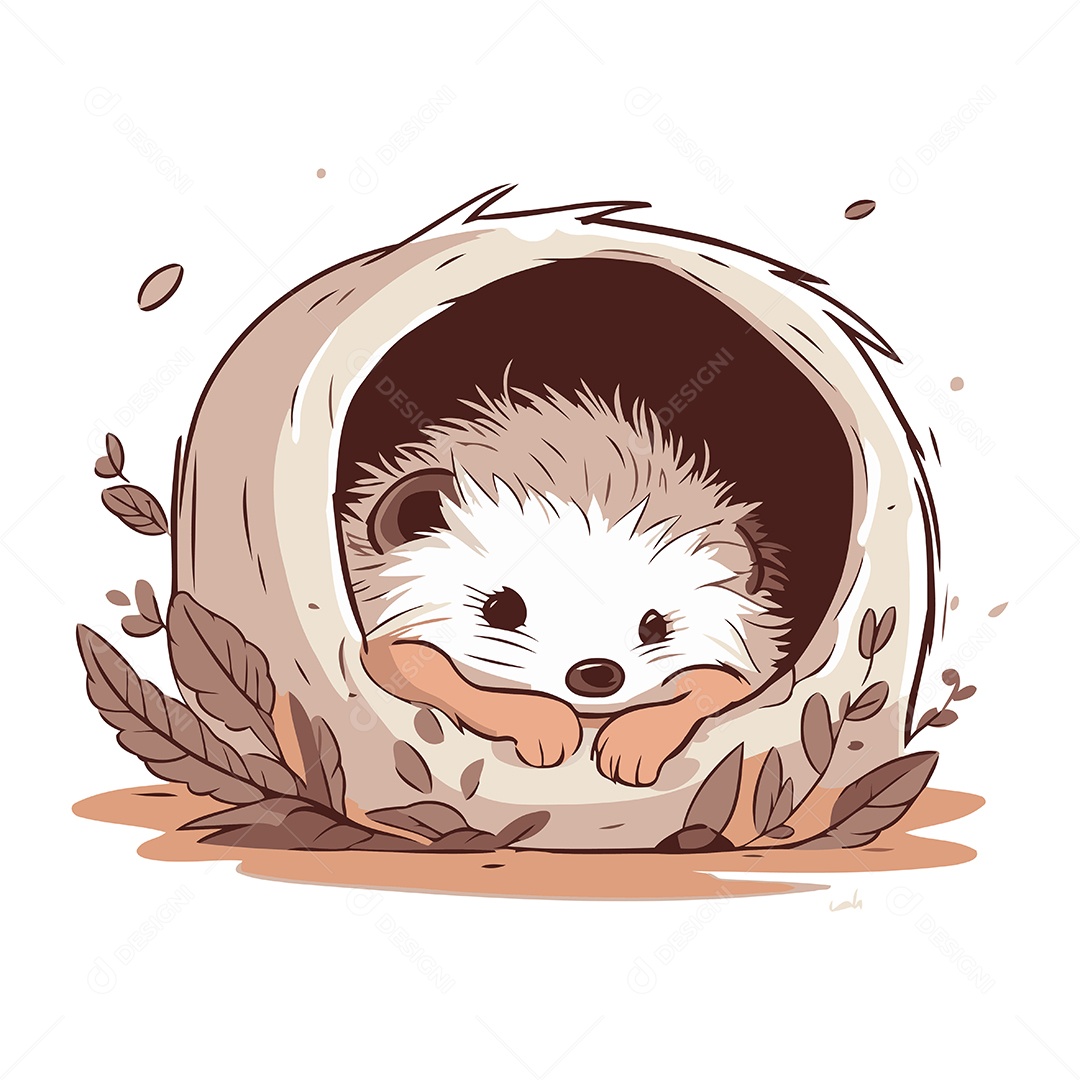 Ouriço Fofo de Desenho Animado Ilustração Vetor EPS