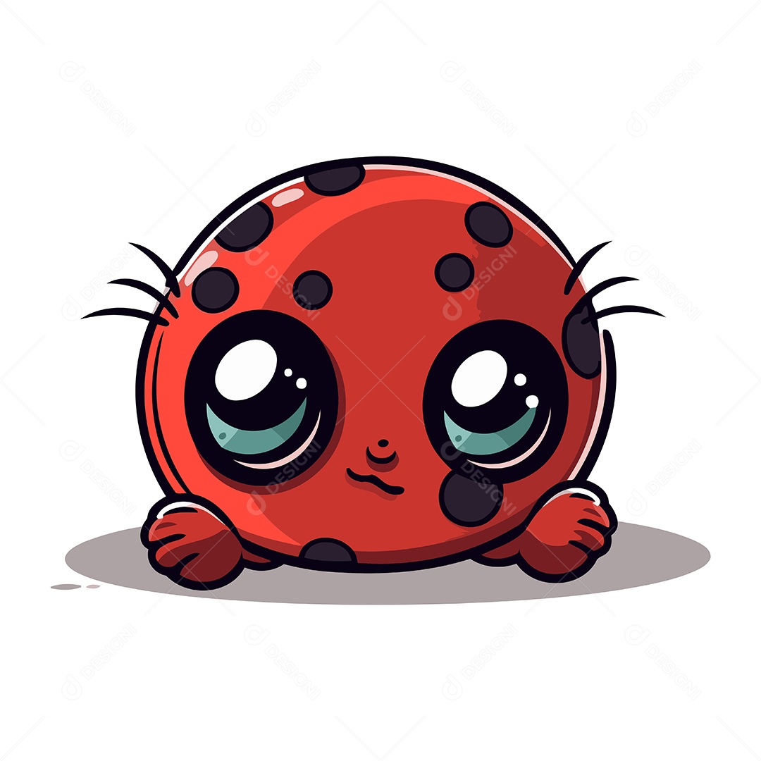 Joaninha Fofa de Desenho Animado Ilustração Vetor EPS