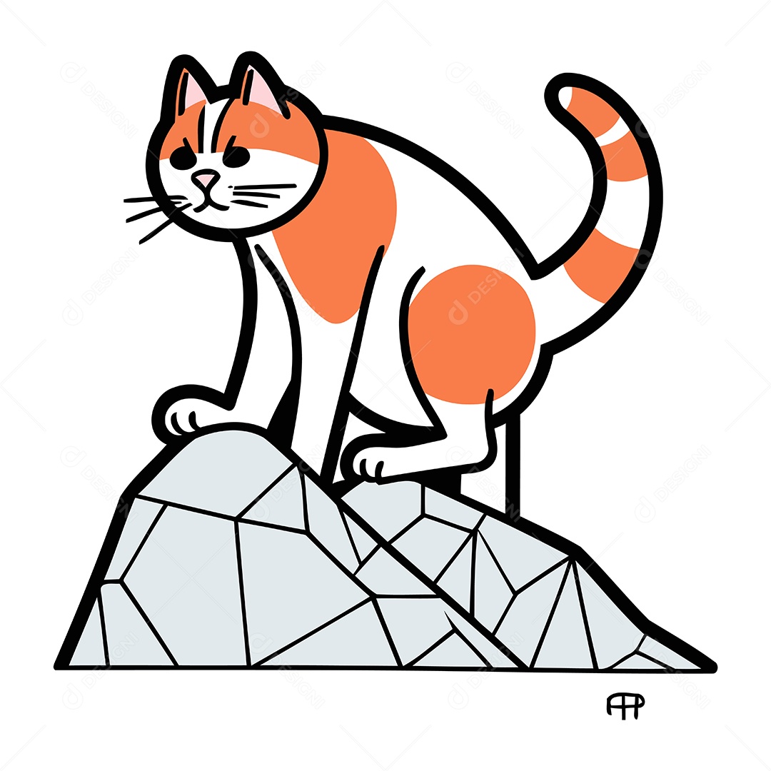 Gato Fofo de Desenho Animado Ilustração Vetor EPS