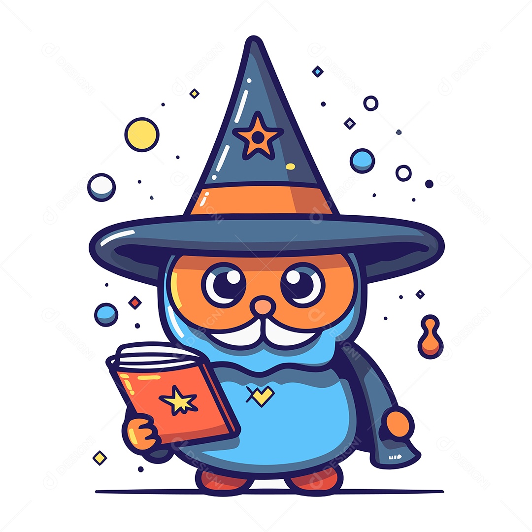 Bruxo de Desenho Animado Ilustração Vetor EPS