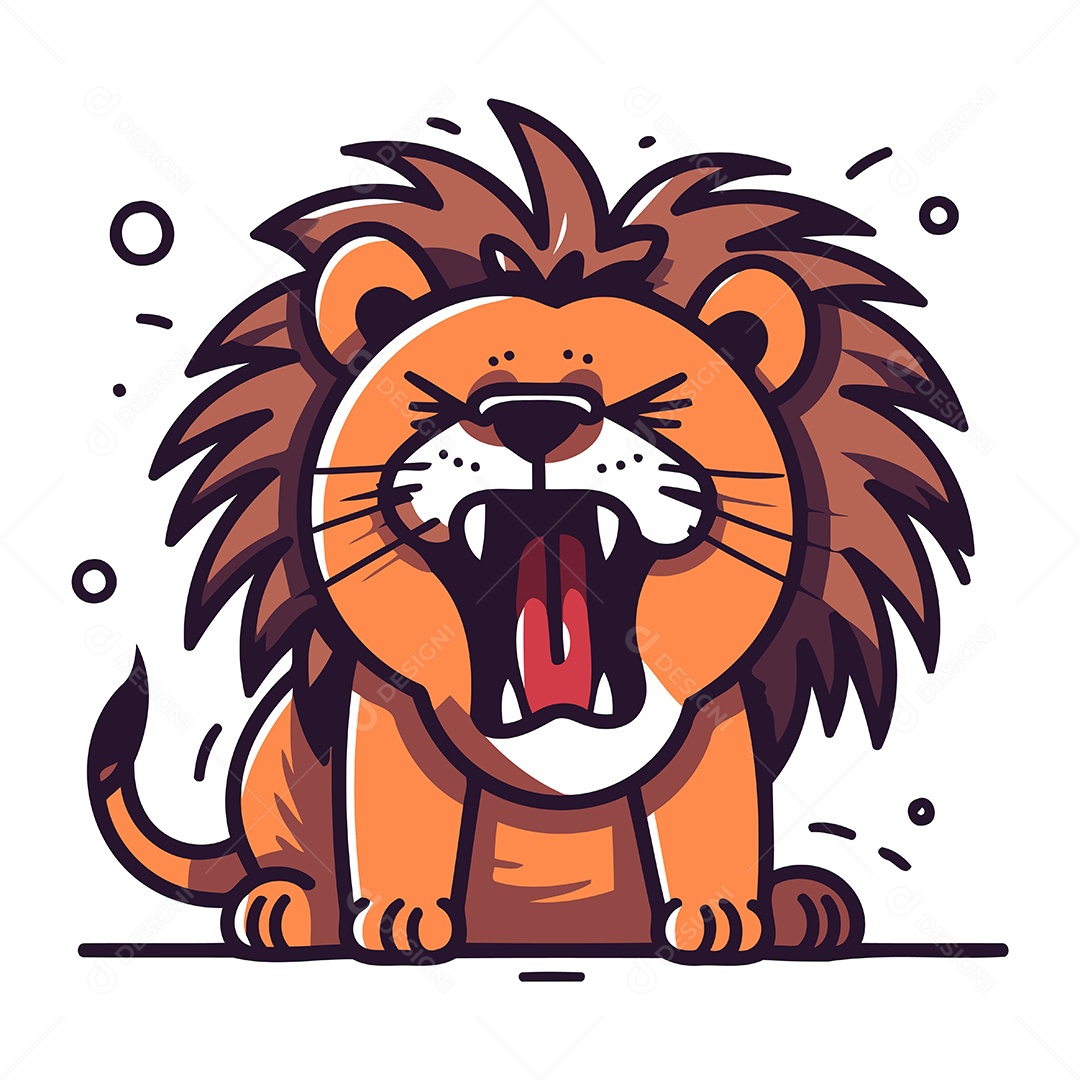 Leão de Desenho Animado Ilustração Vetor EPS