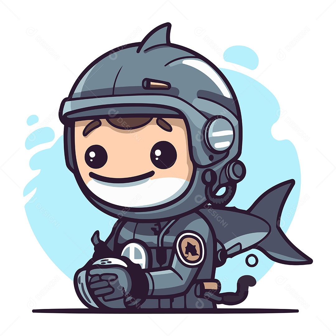 Personagem com Traje Espacial Ilustração Vetor EPS