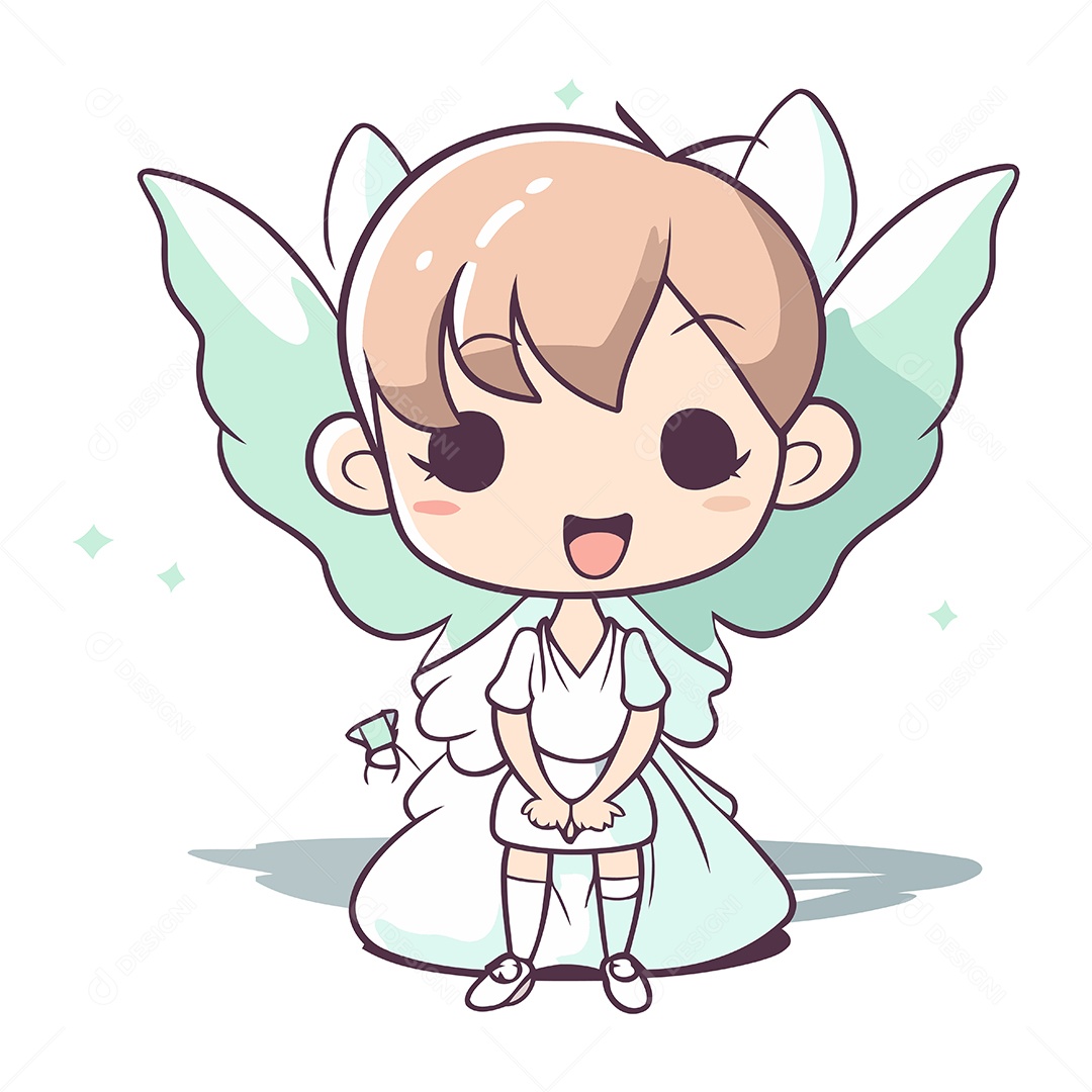 Anjinho Fofo de Desenho Animado Ilustração Vetor EPS